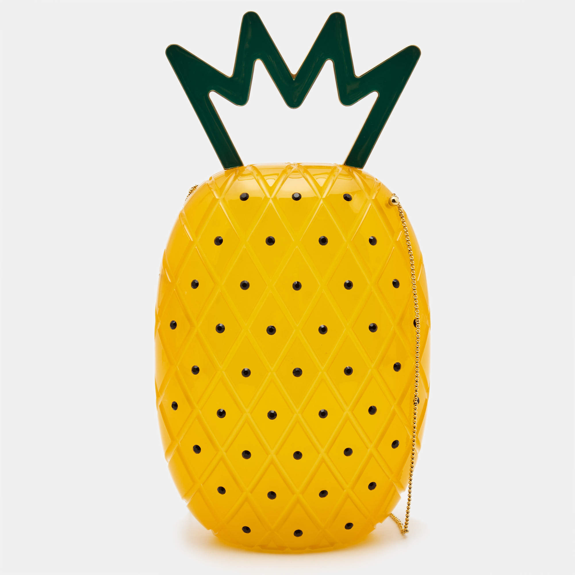 Pre Owned Charlotte Olympia Orange/Green Ana Pineapple Chain Shoulder Bag