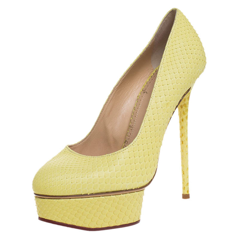 Charlotte Olympia Yellow Python Priscilla Platform Pumps Size 38