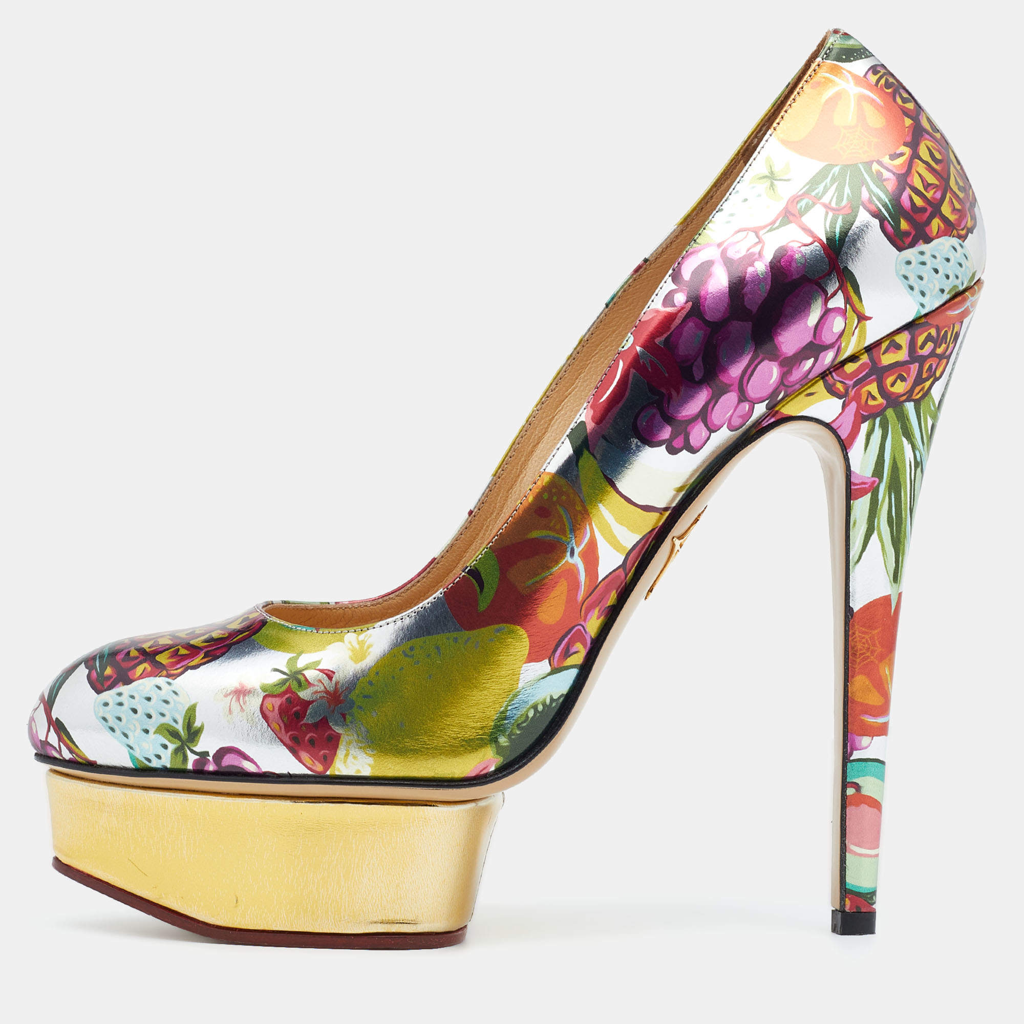 Charlotte Olympia  Multicolor Printed Patent Leather Platform Pumps Size 40