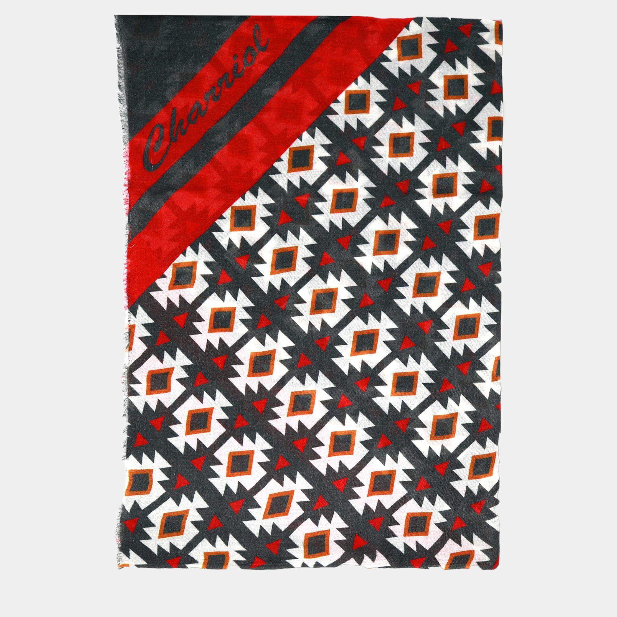 Pre Owned Charriol Red/White/Grey Scarf