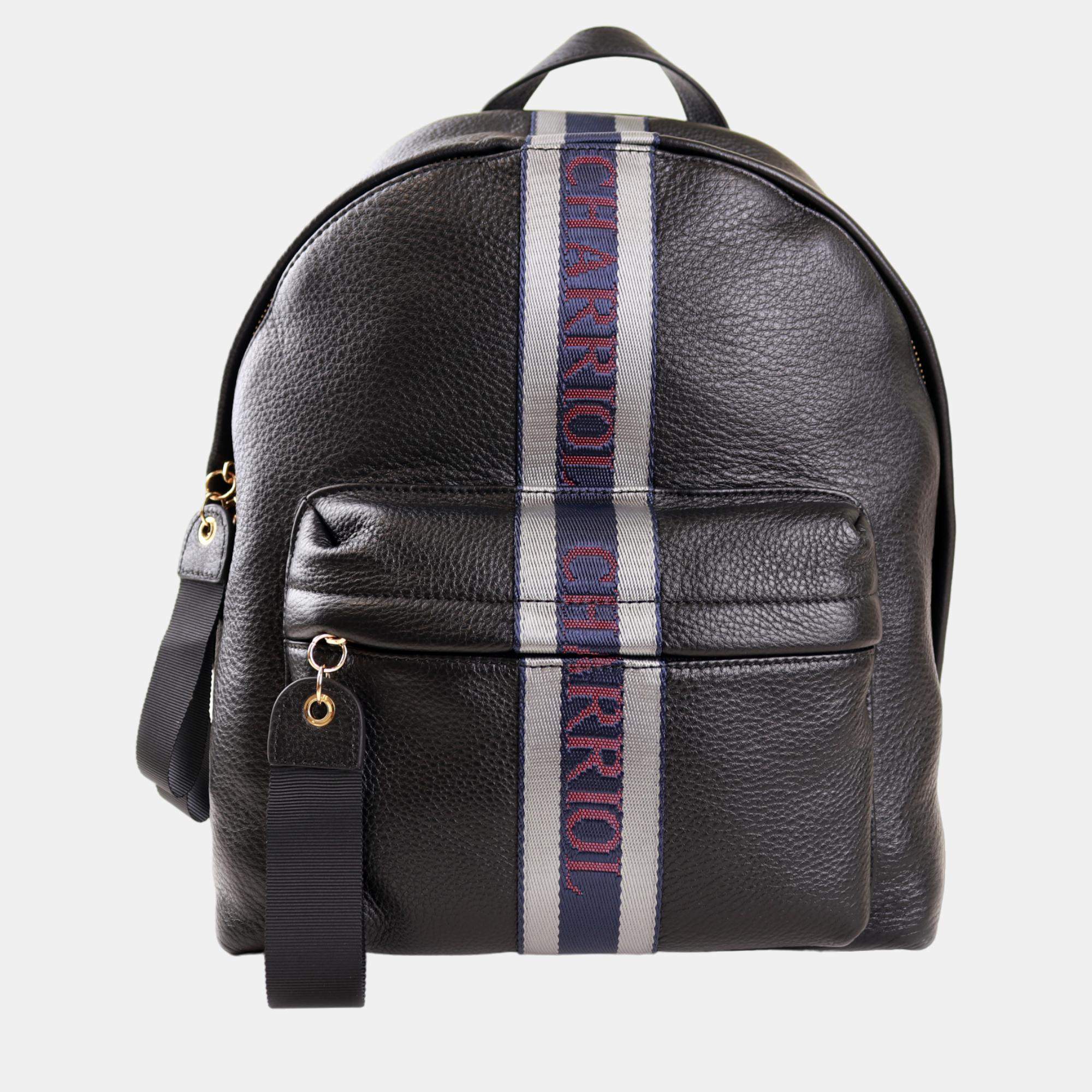 Charriol Black Leather Deauville Backpack