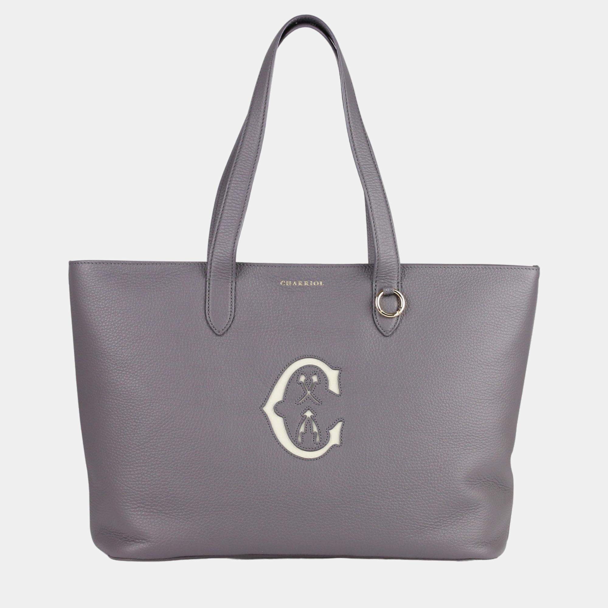 Pre Owned Charriol Storm Grey Leather MARIE OLGA Shopper