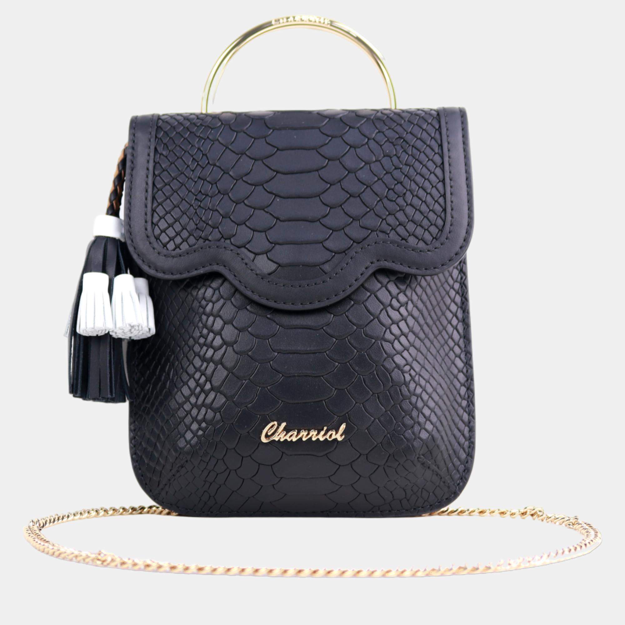 Pre Owned Charriol Black Leather PALAIS ROYAL Clutch Bag