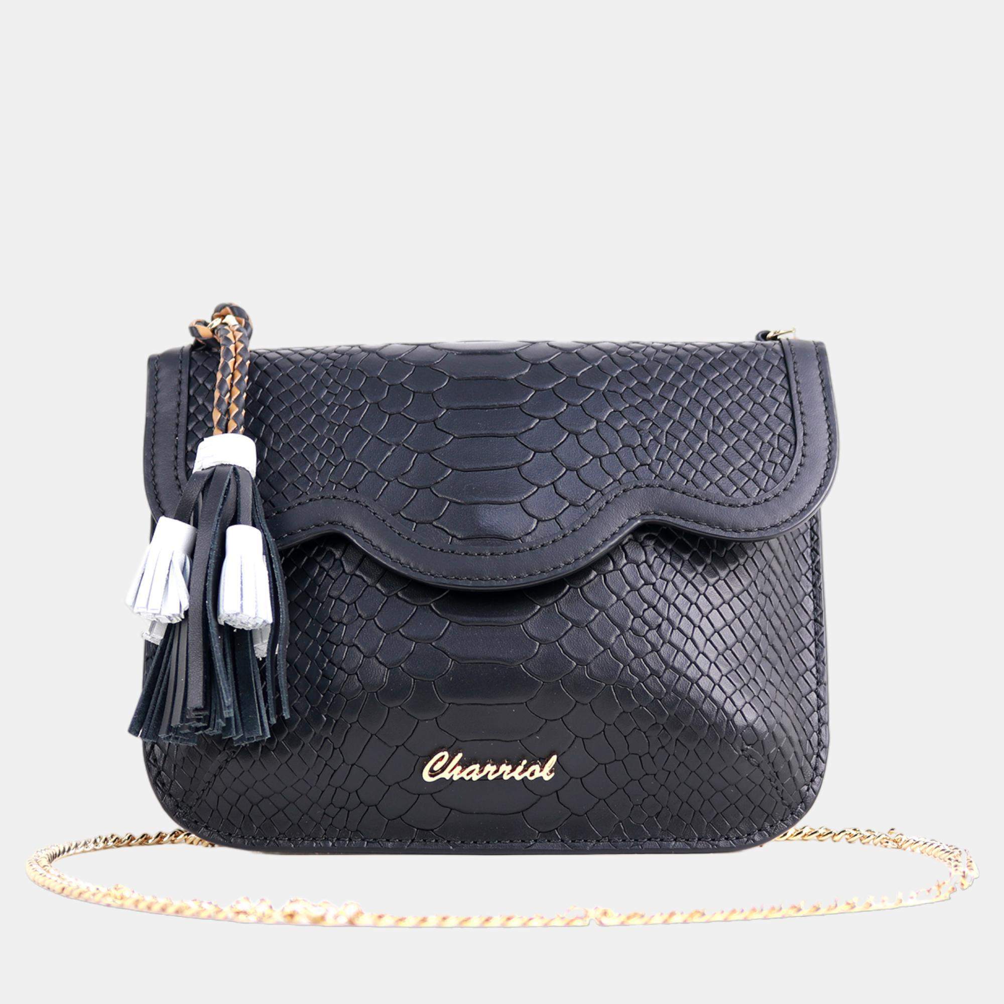 Charriol Black Leather PALAIS ROYAL Clutch Bag