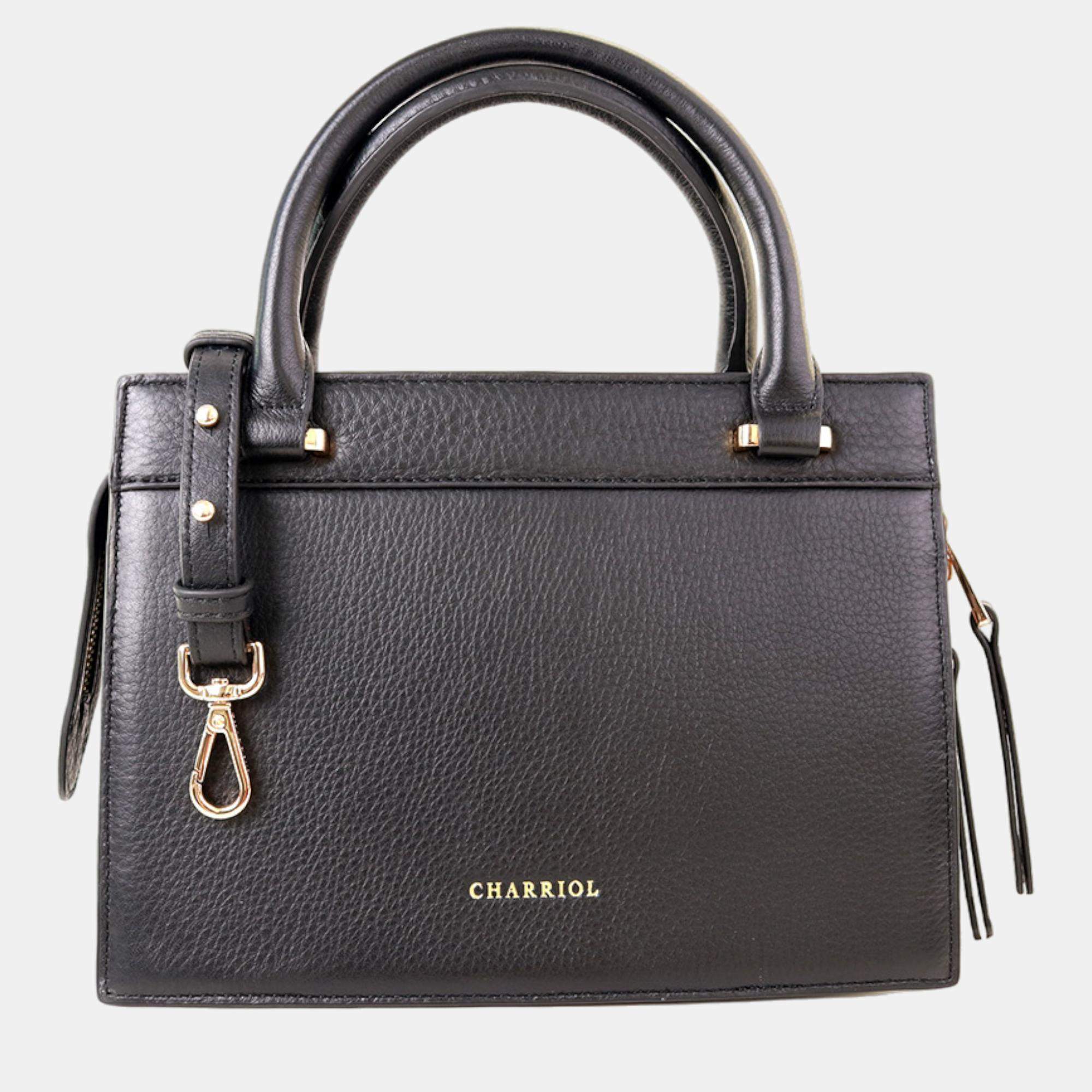 Charriol Black Leather Forever Handbag