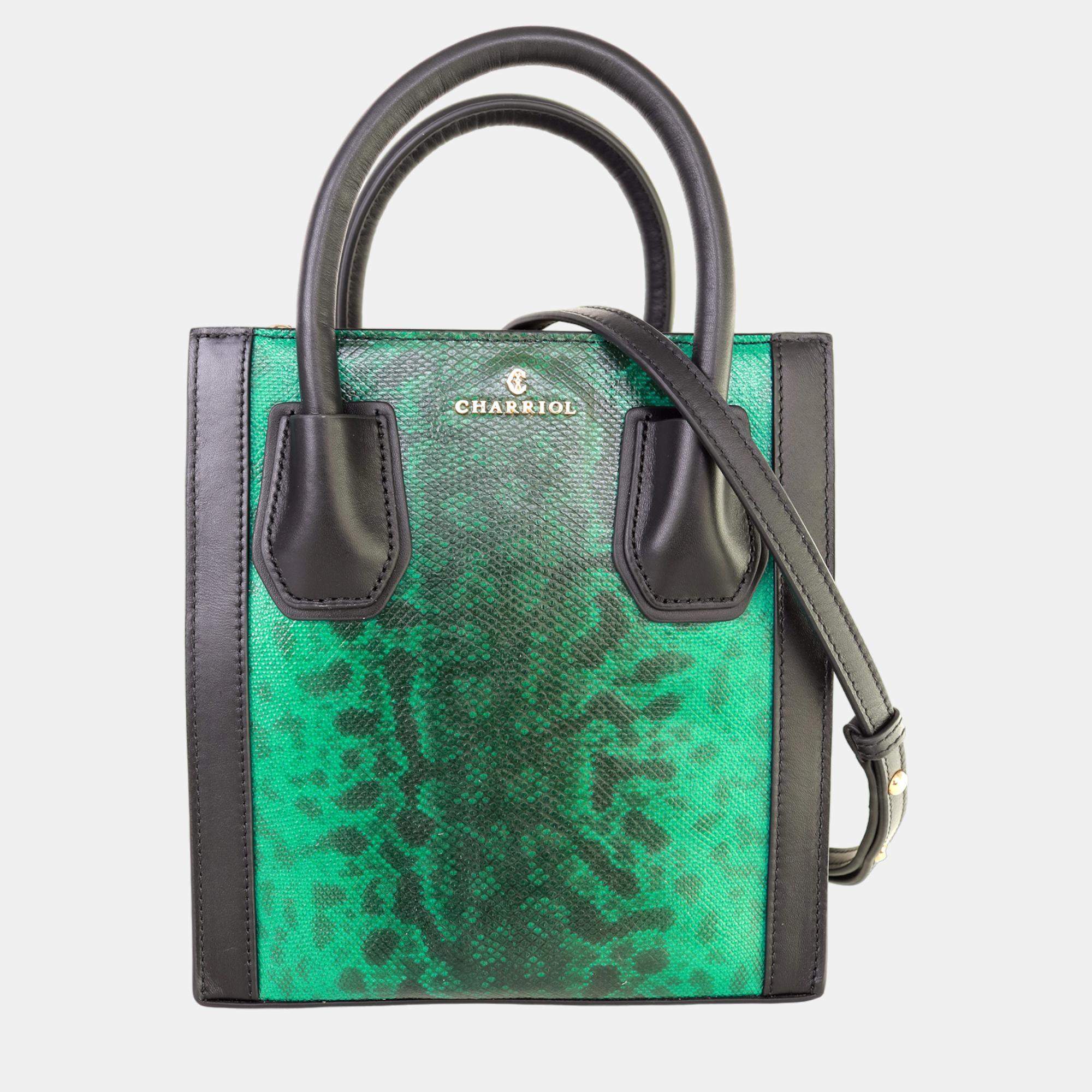 Charriol Green Leather Tote Exotic Skin Handbag Charriol TLC