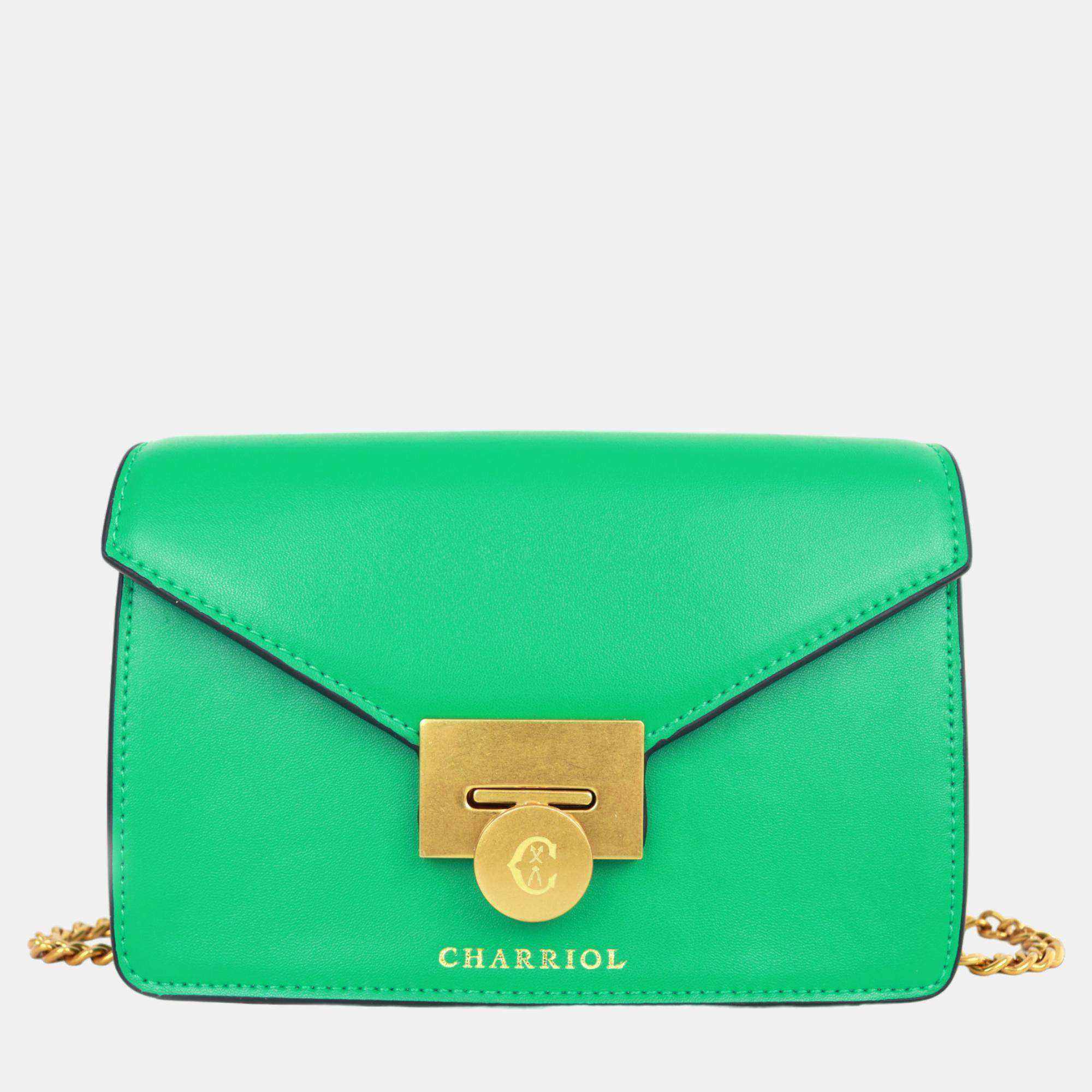 Pre Owned Charriol Green Leather TWIST Crossbody