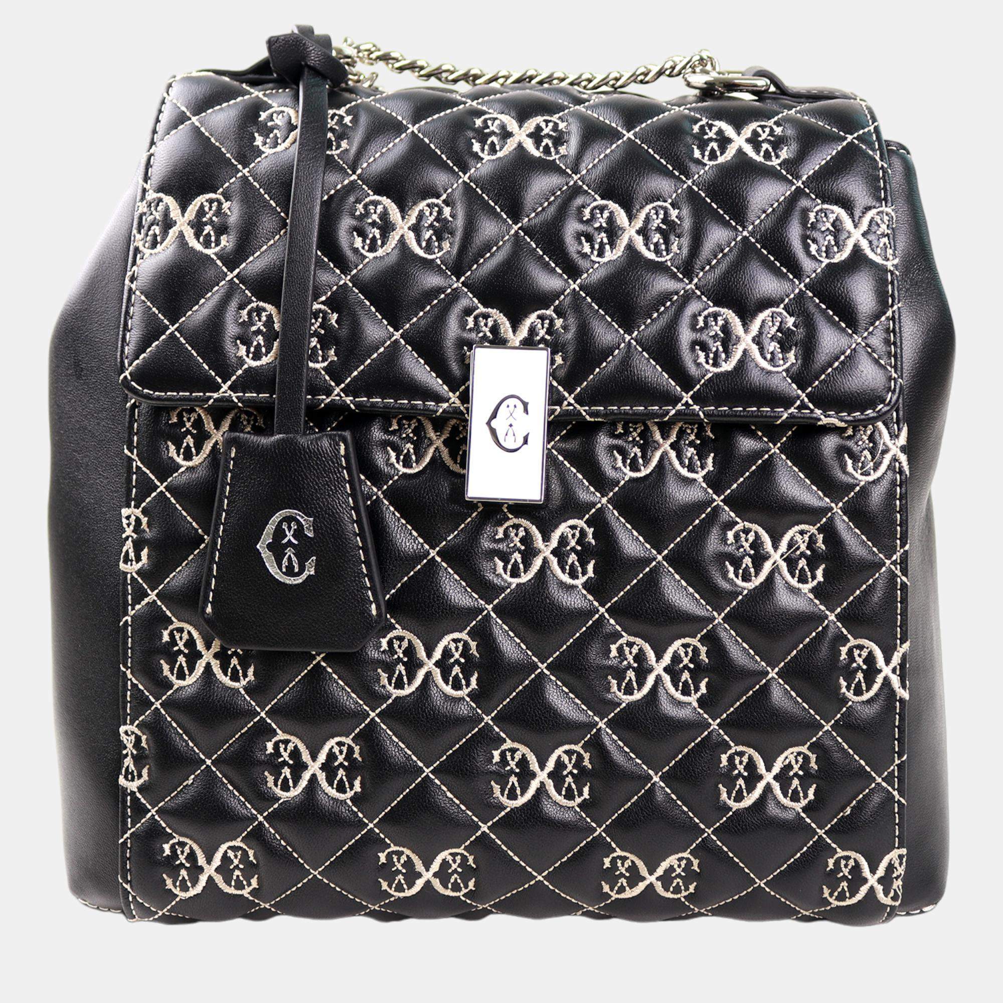 Pre Owned Charriol Black/Beige Leather LE REVE Backpack