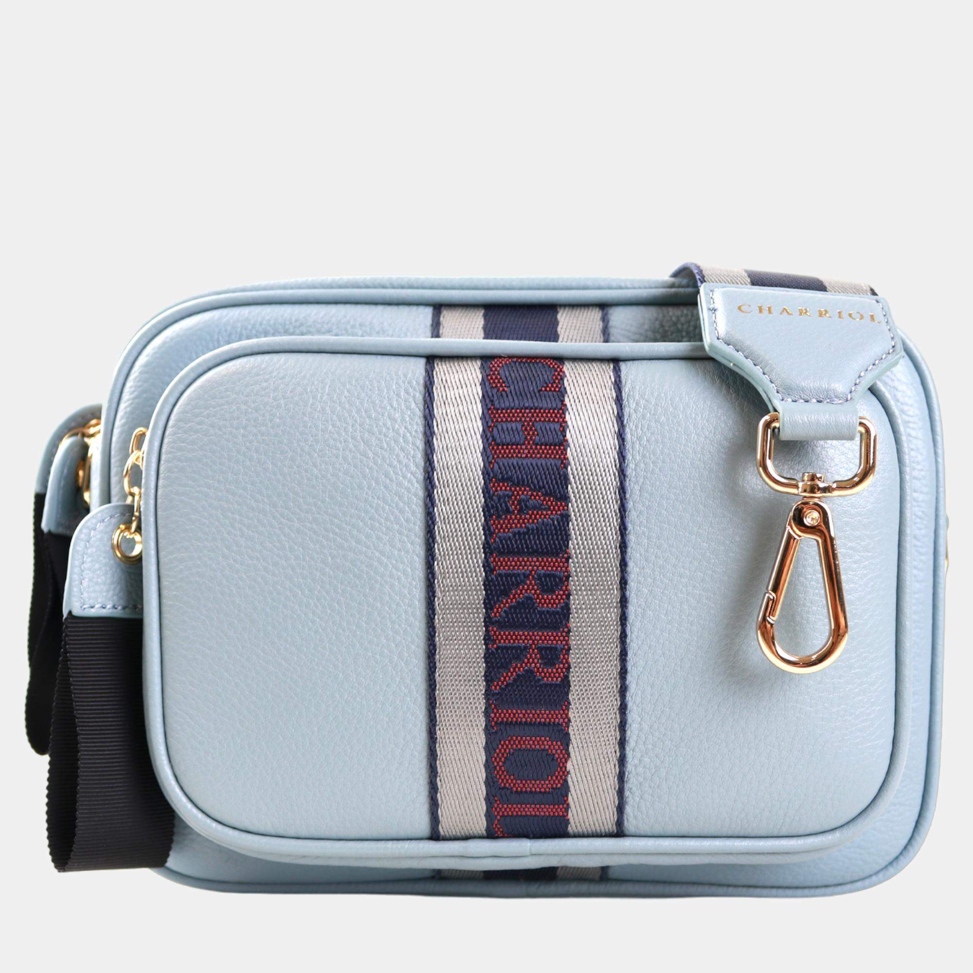 Pre Owned Charriol Light Blue Leather Deauville Crossbody