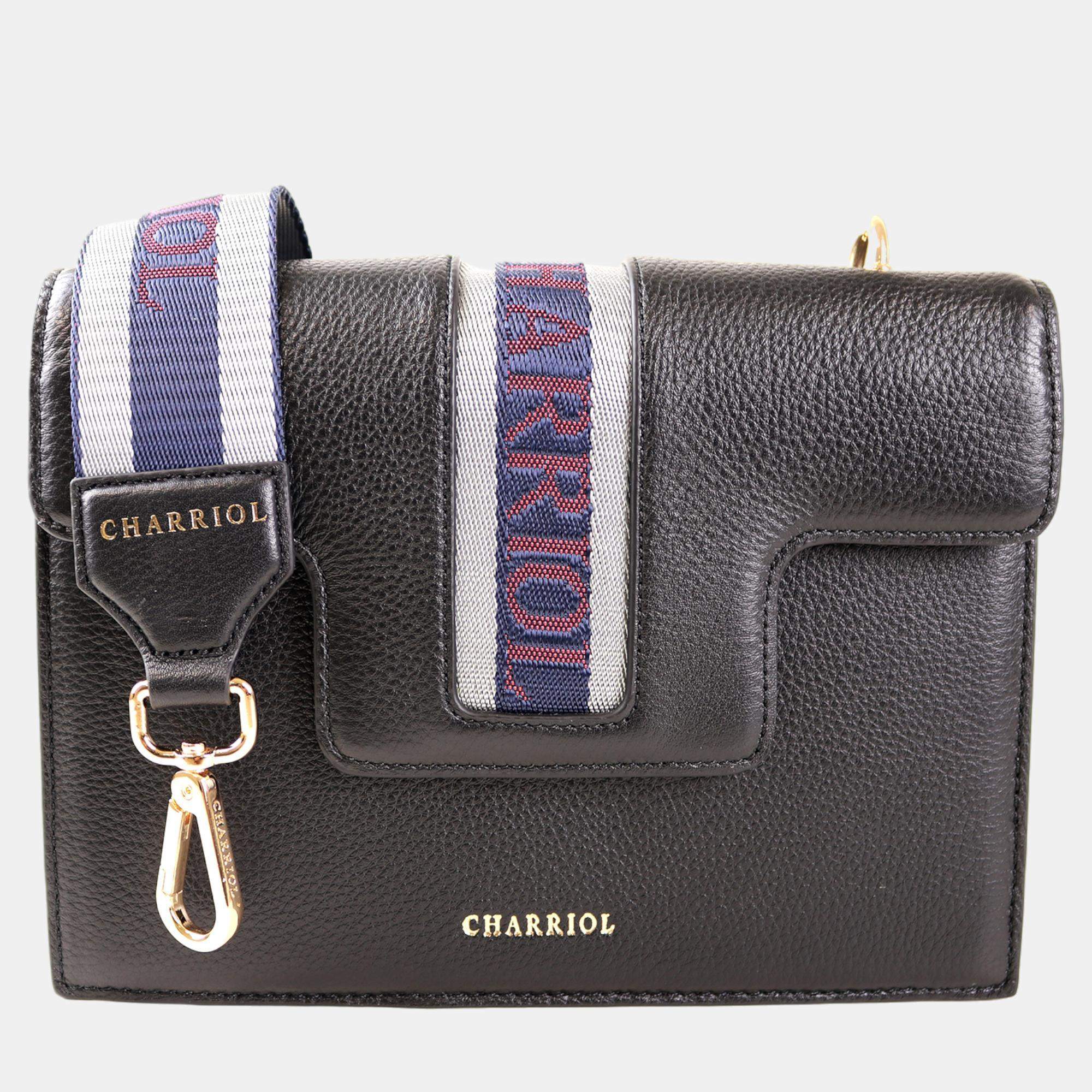 Charriol Black Leather Deauville Crossbody