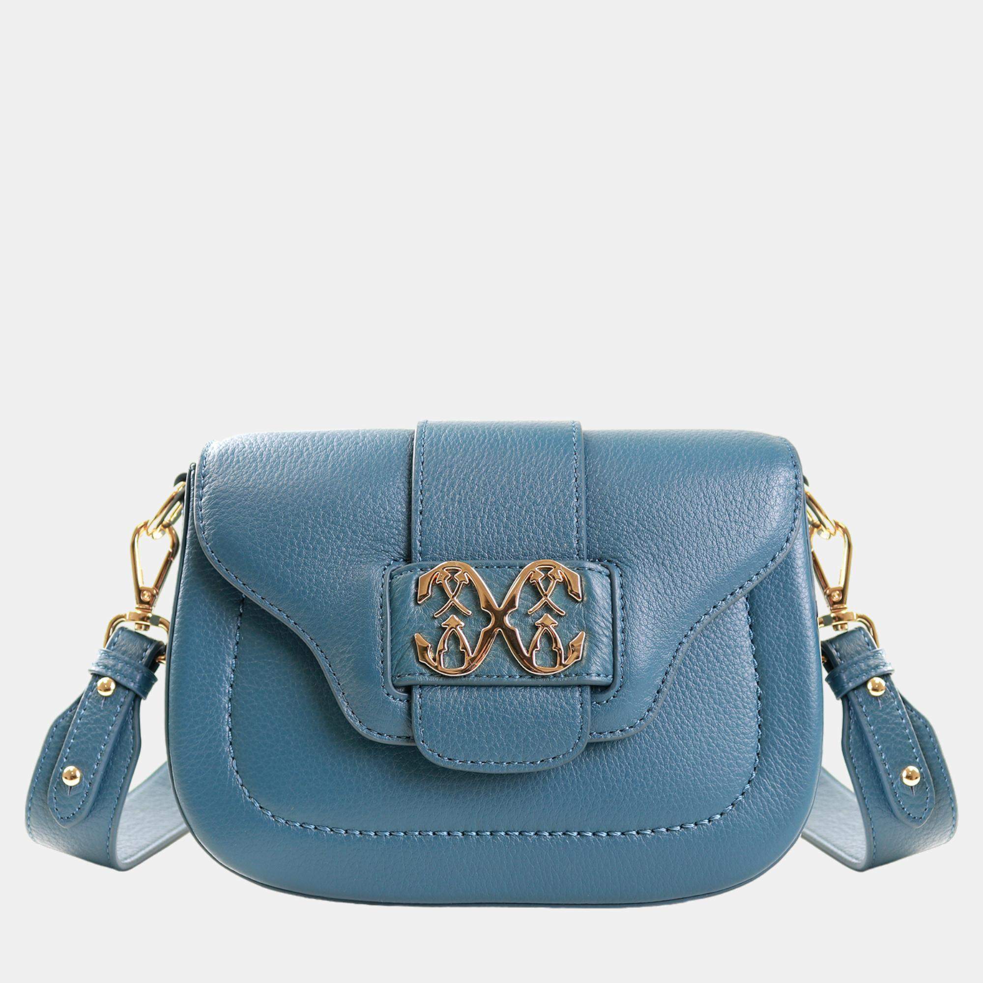 Pre Owned Charriol Bluish Green Leather MARIE OLGA Crossbody