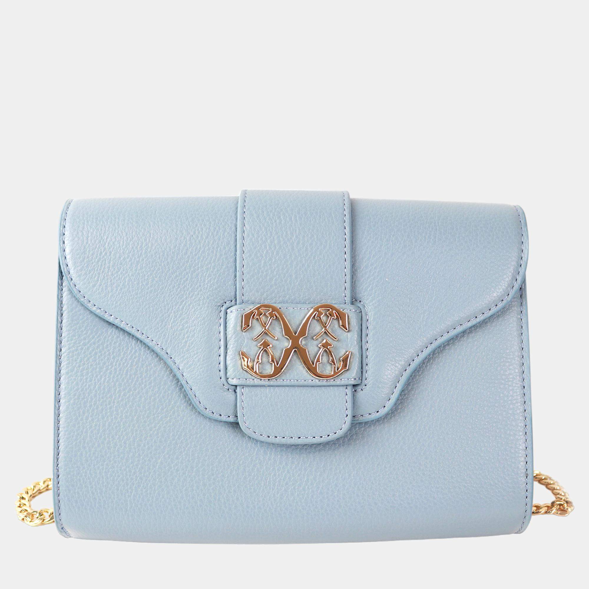 Pre Owned Charriol Light Blue Leather MARIE OLGA Crossbody