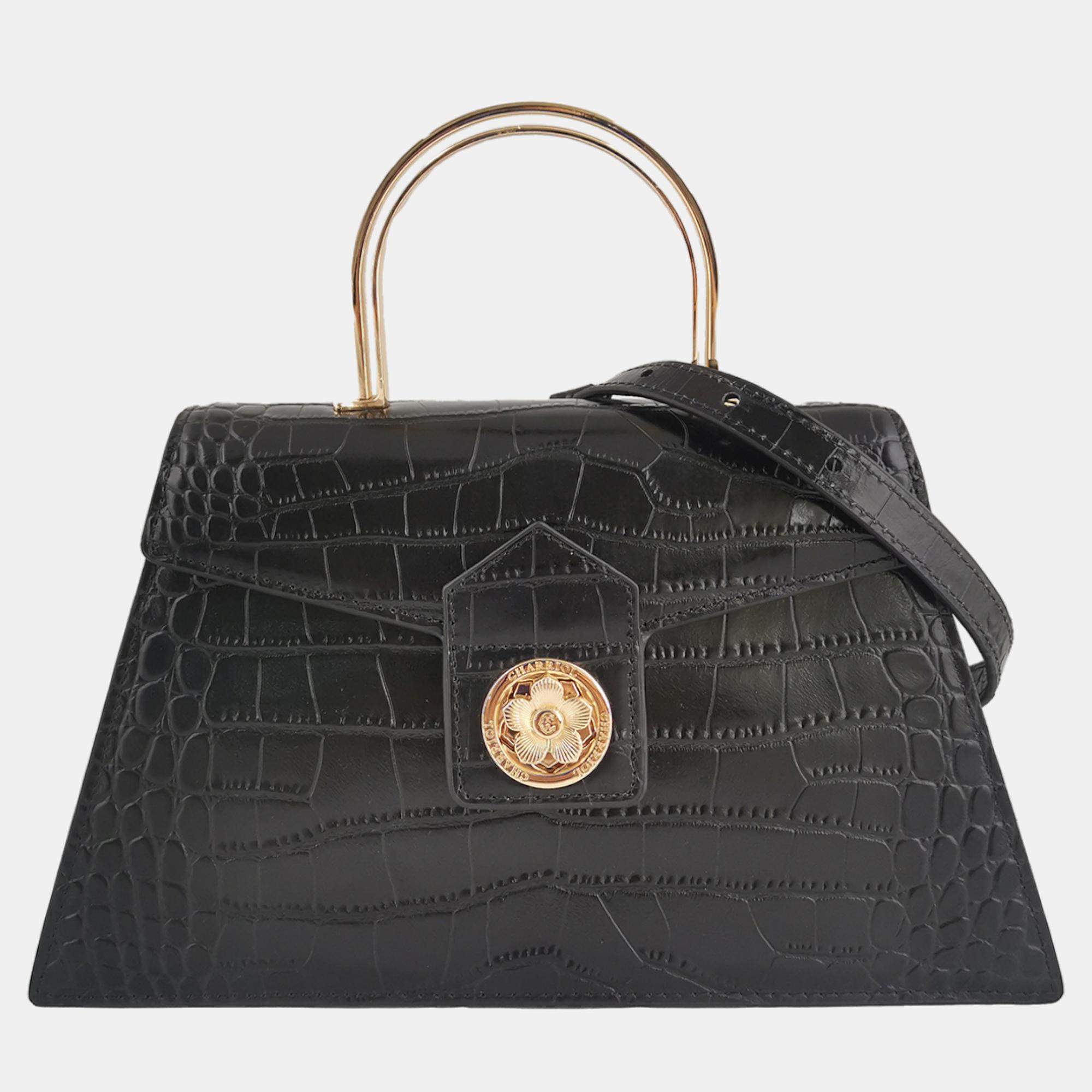 Pre Owned Charriol Black Leather Laetitia Crossbody