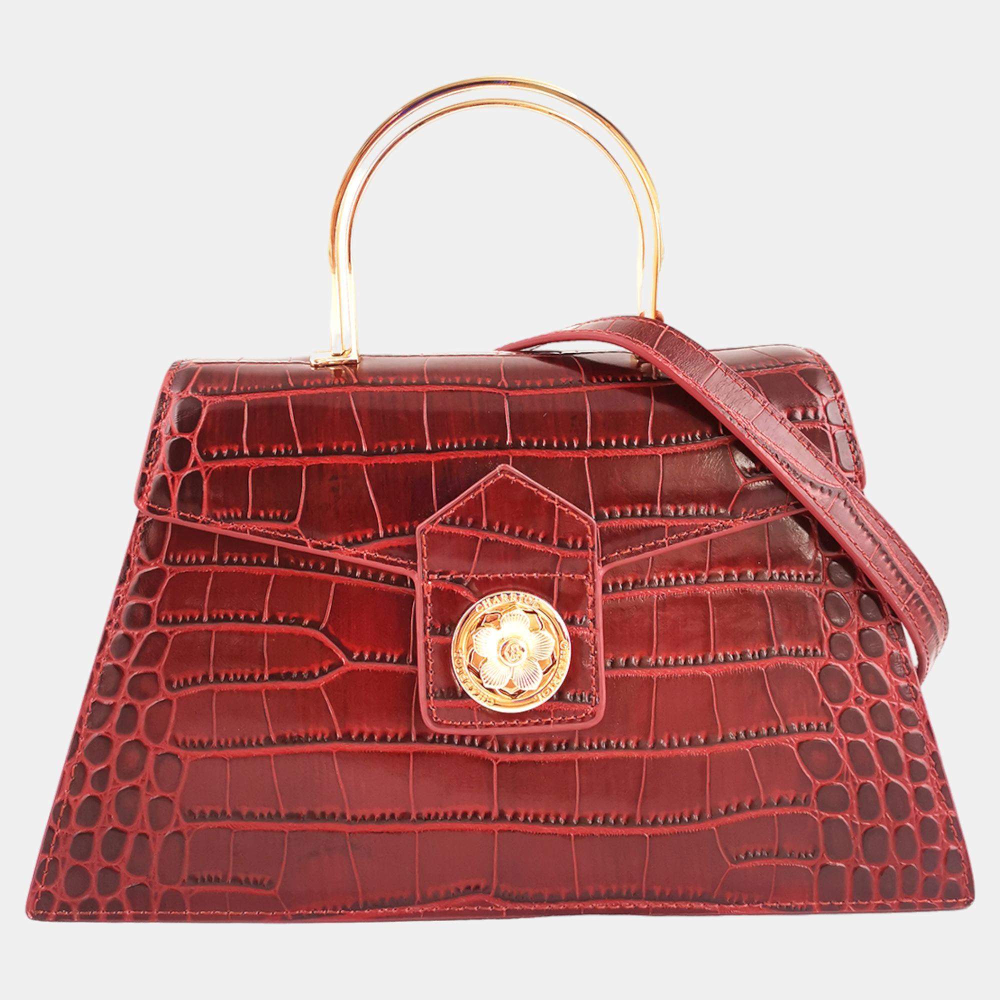 Pre Owned Charriol Bordeaux Leather Laetitia Crossbody