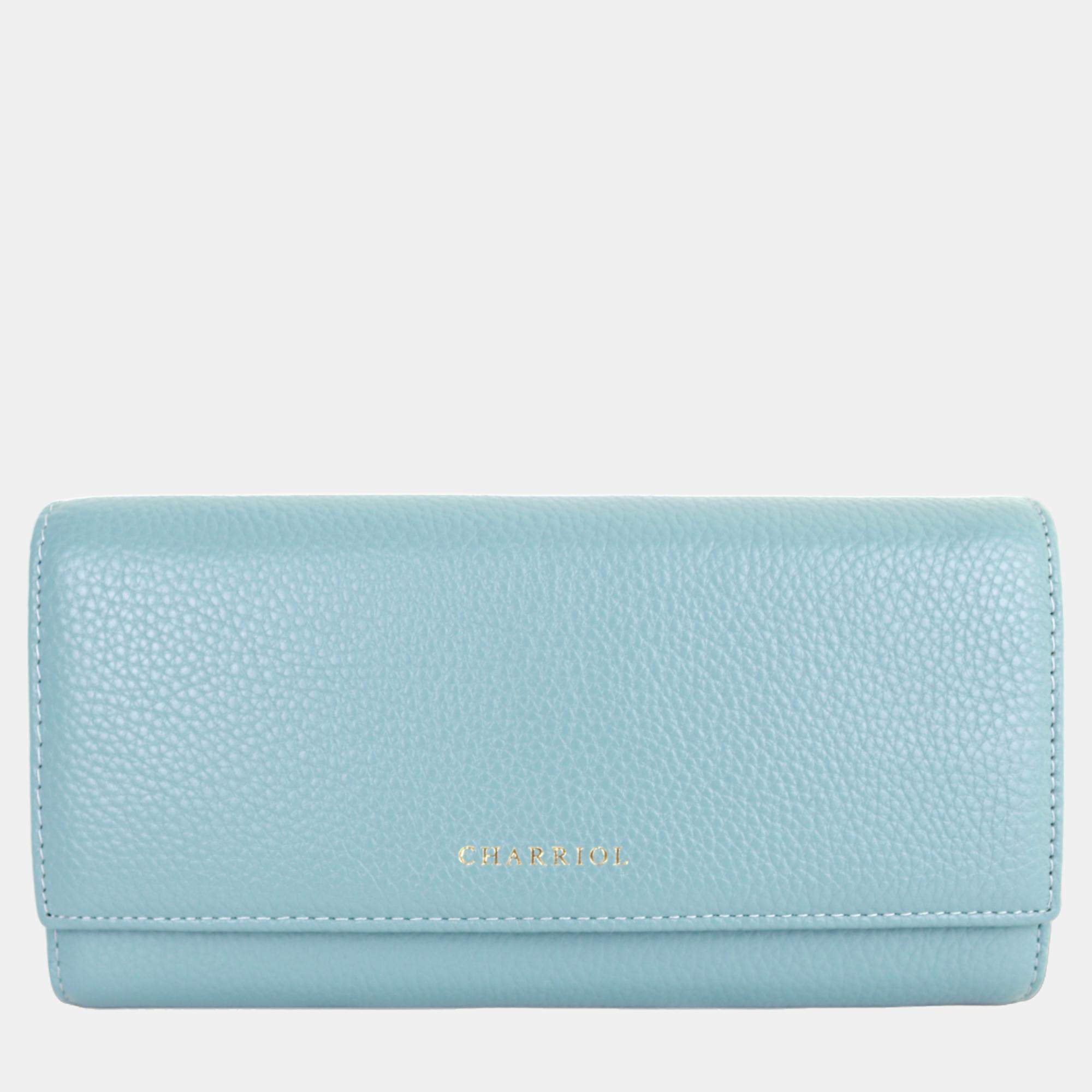 Pre Owned Charriol Light Blue Leather  Wallet