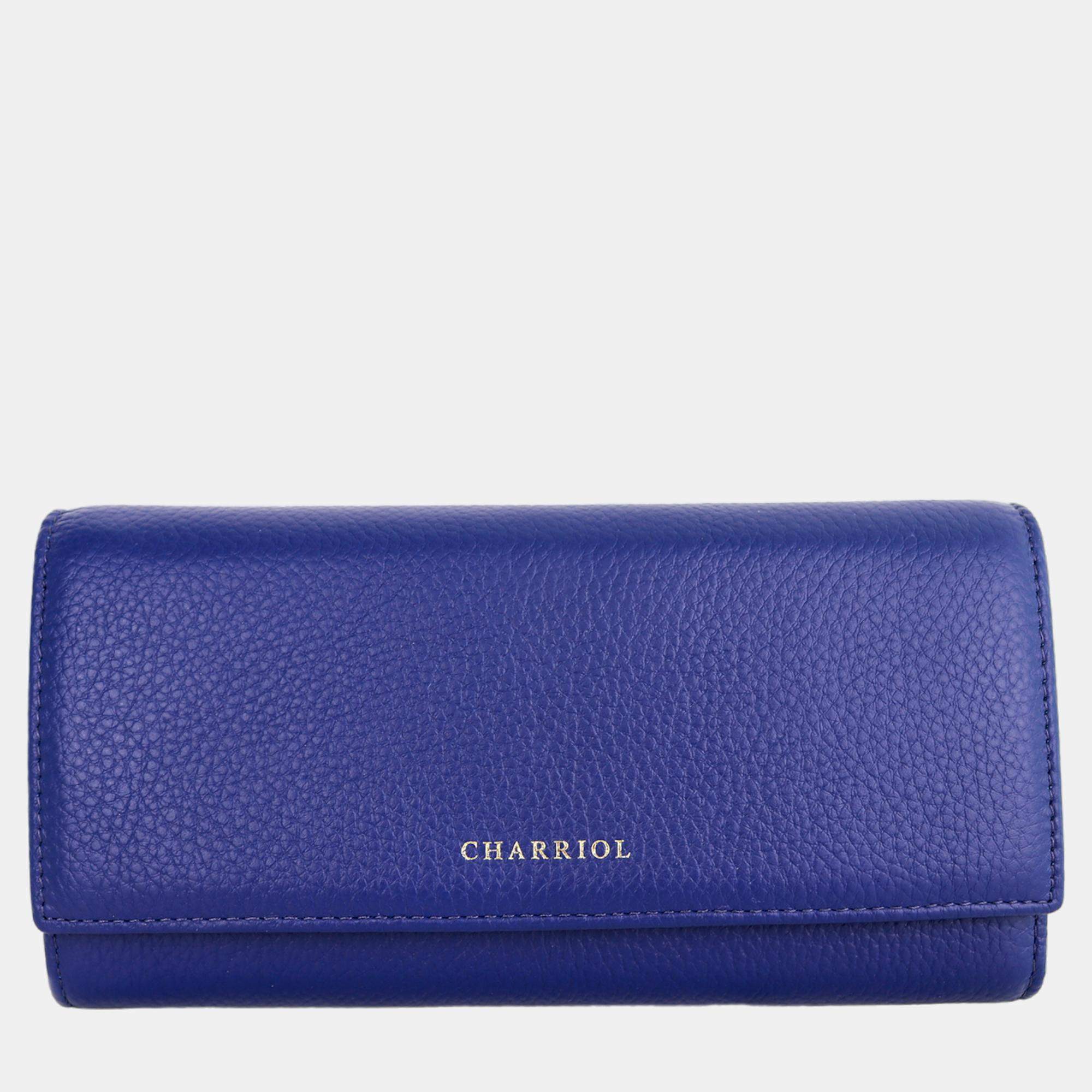 Pre Owned Charriol Navy Leather  Wallet