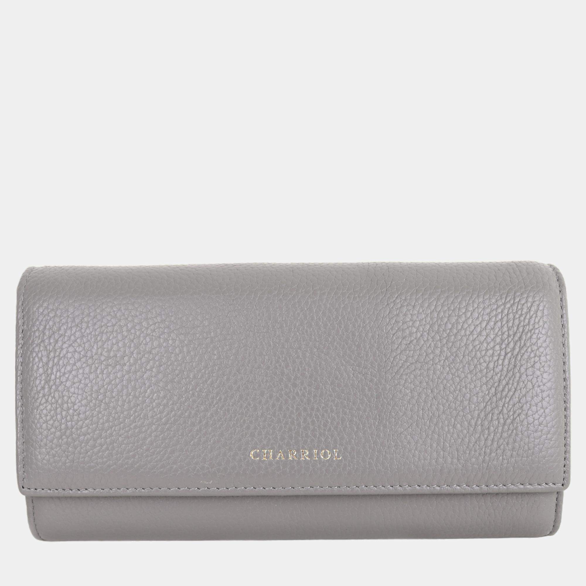 Pre Owned Charriol Grey Leather Wallet