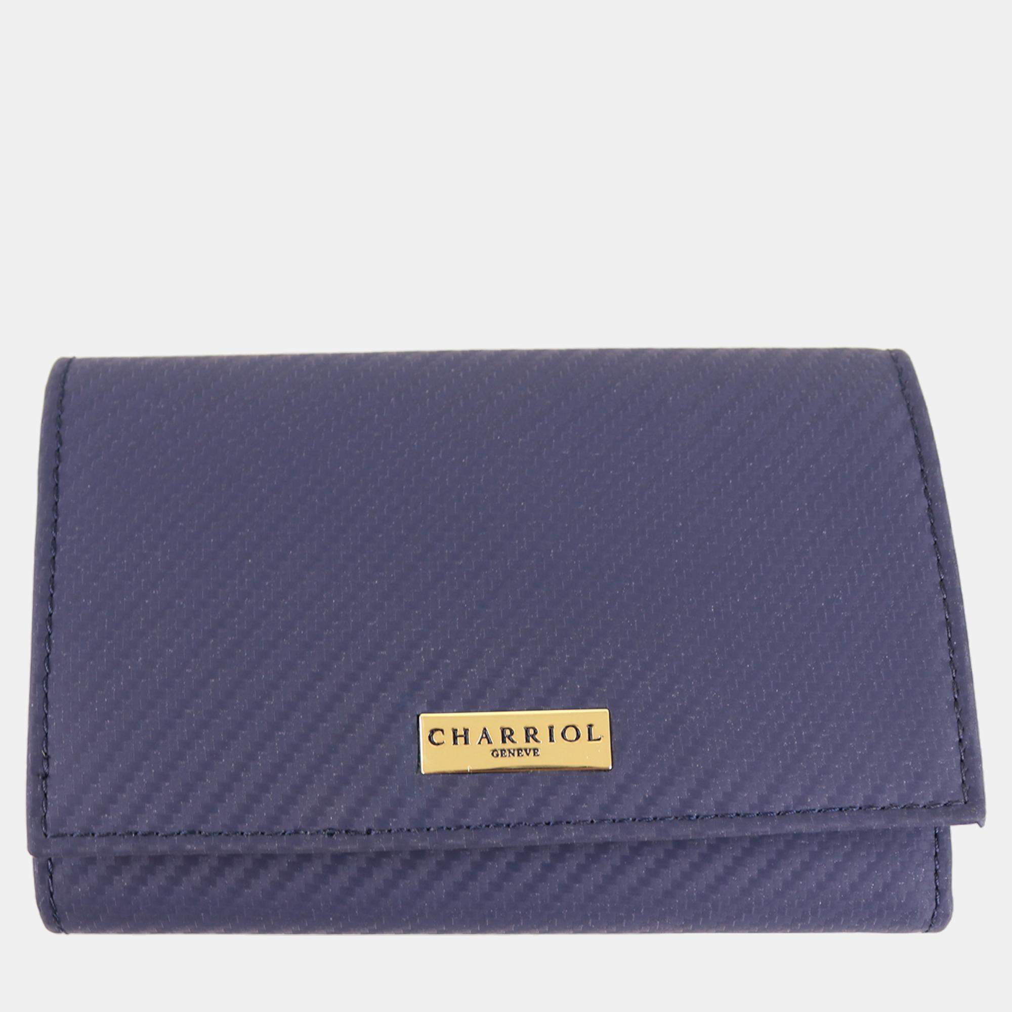 Pre Owned Charriol Blue Leather Carbon Wallet