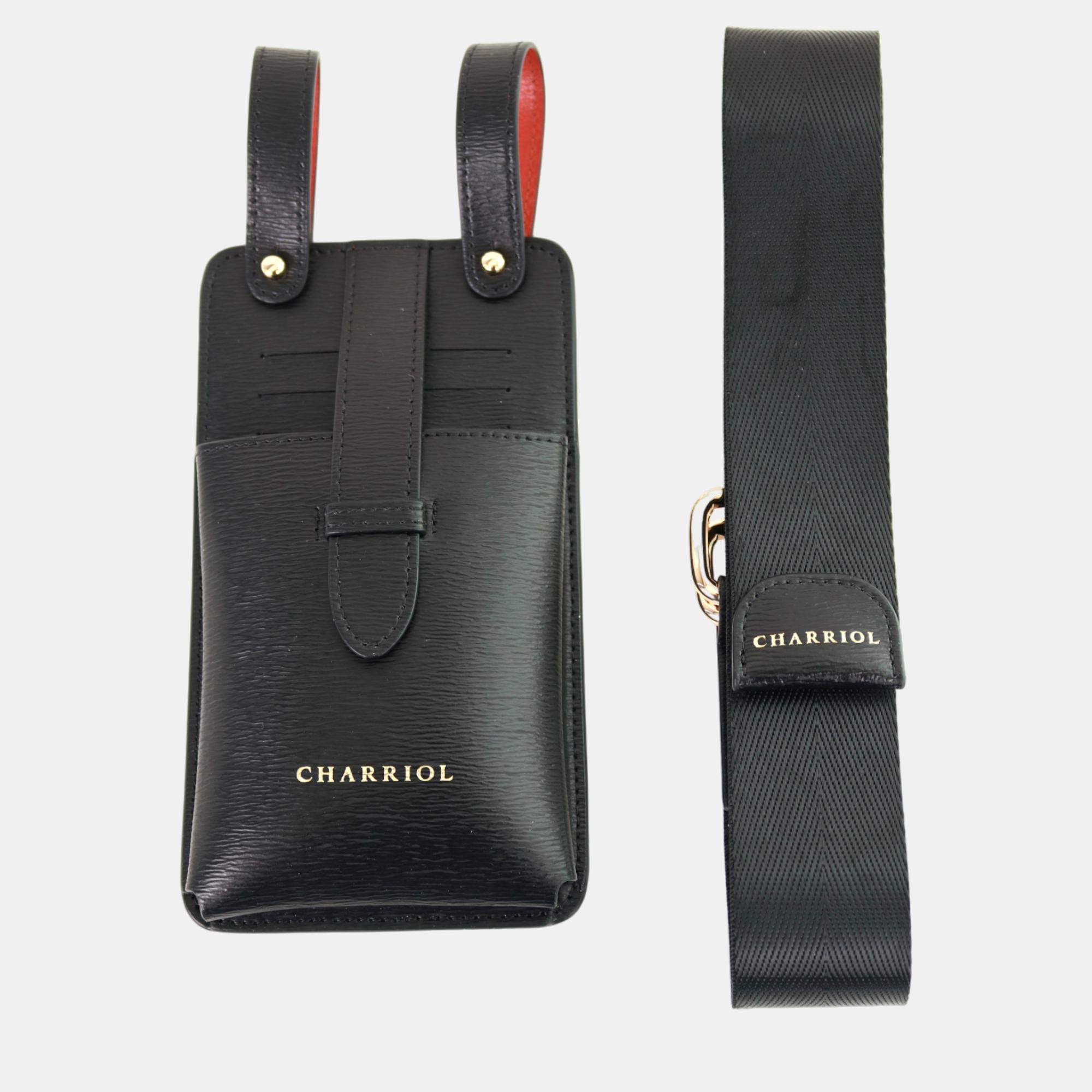 Pre Owned Charriol Black / Orange Leather  Mobile Accessories
