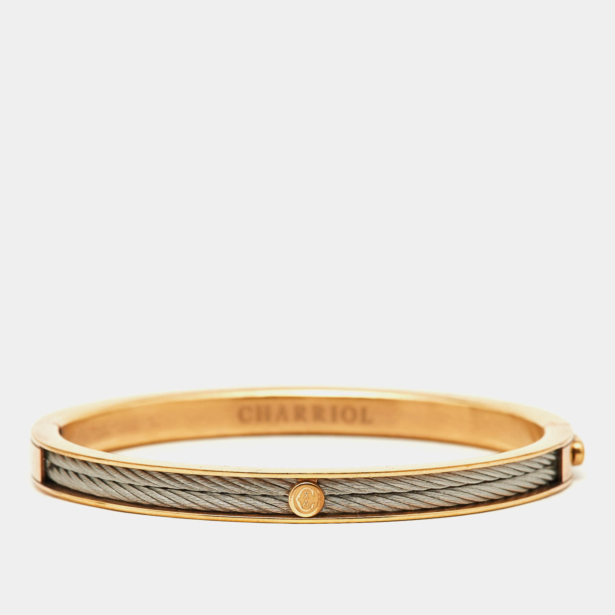 Pre Owned Charriol Gold Tone Two Twisted Cable Forever Thin Bangle S