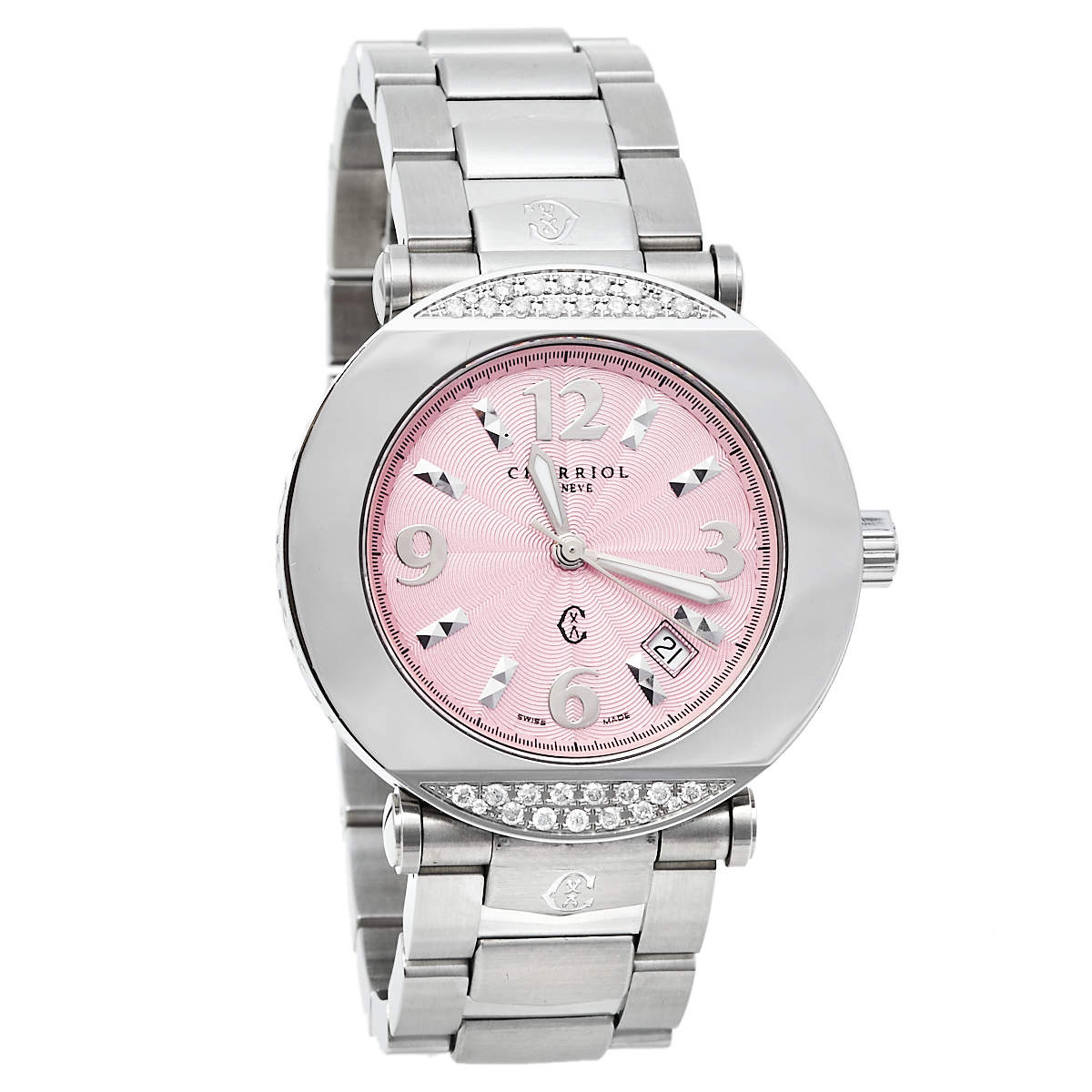 Charriol Pink Stainless Steel Diamonds Colvmbvs CCR38 Women's Wristwatch 38 mm