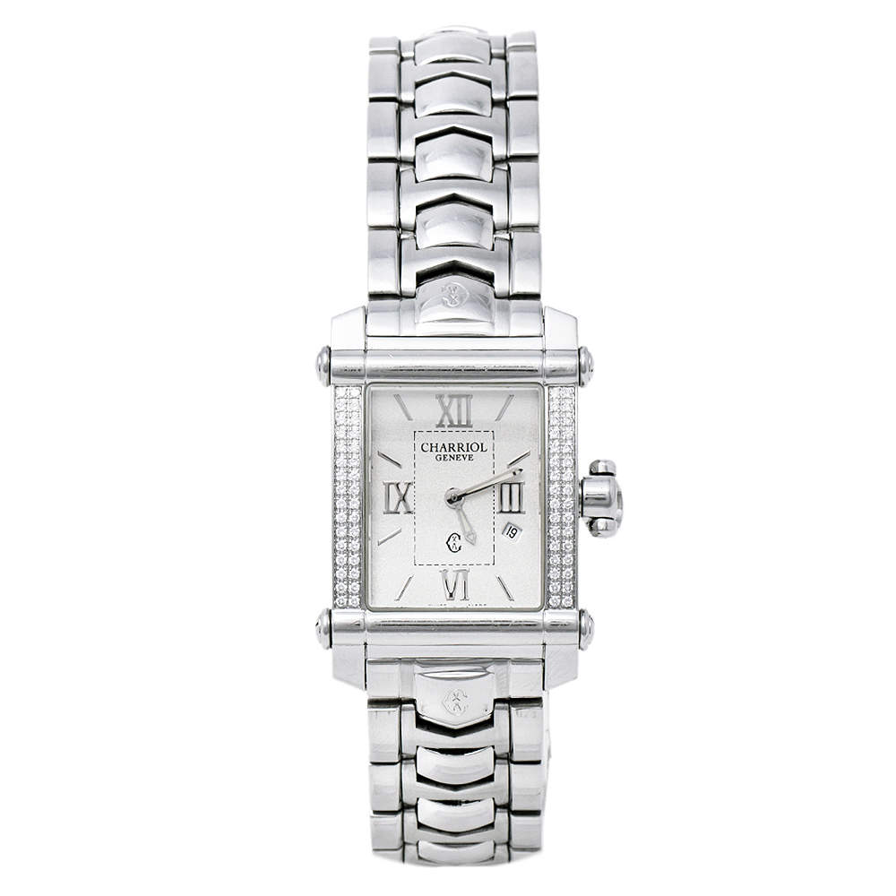 Charriol Silver Stainless Steel Diamonds Colvmbvs CCSTRH Women's Wristwatch 25 mm