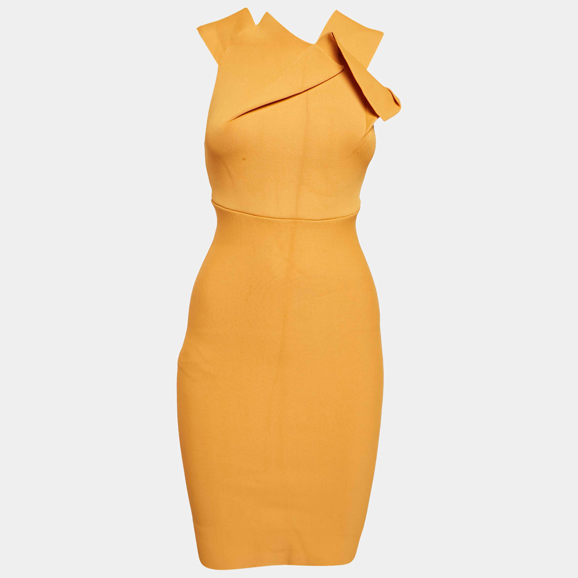 Pre Owned Roland Mouret Coral Orange Jersey Bodycon Mini Dress S