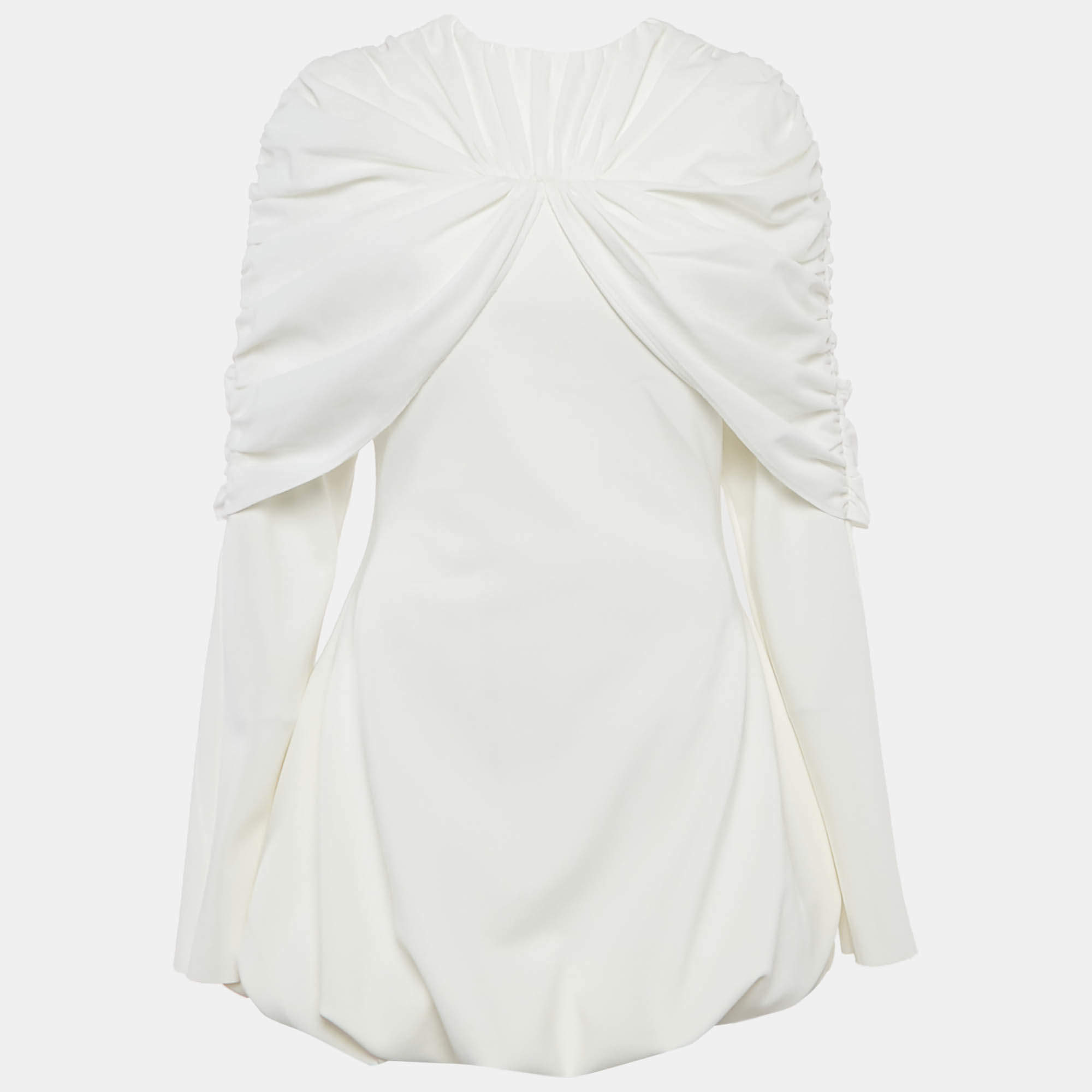 Pre Owned CHATS By C.Dam White Stretch Jersey Bubble Hem Mini Dress S