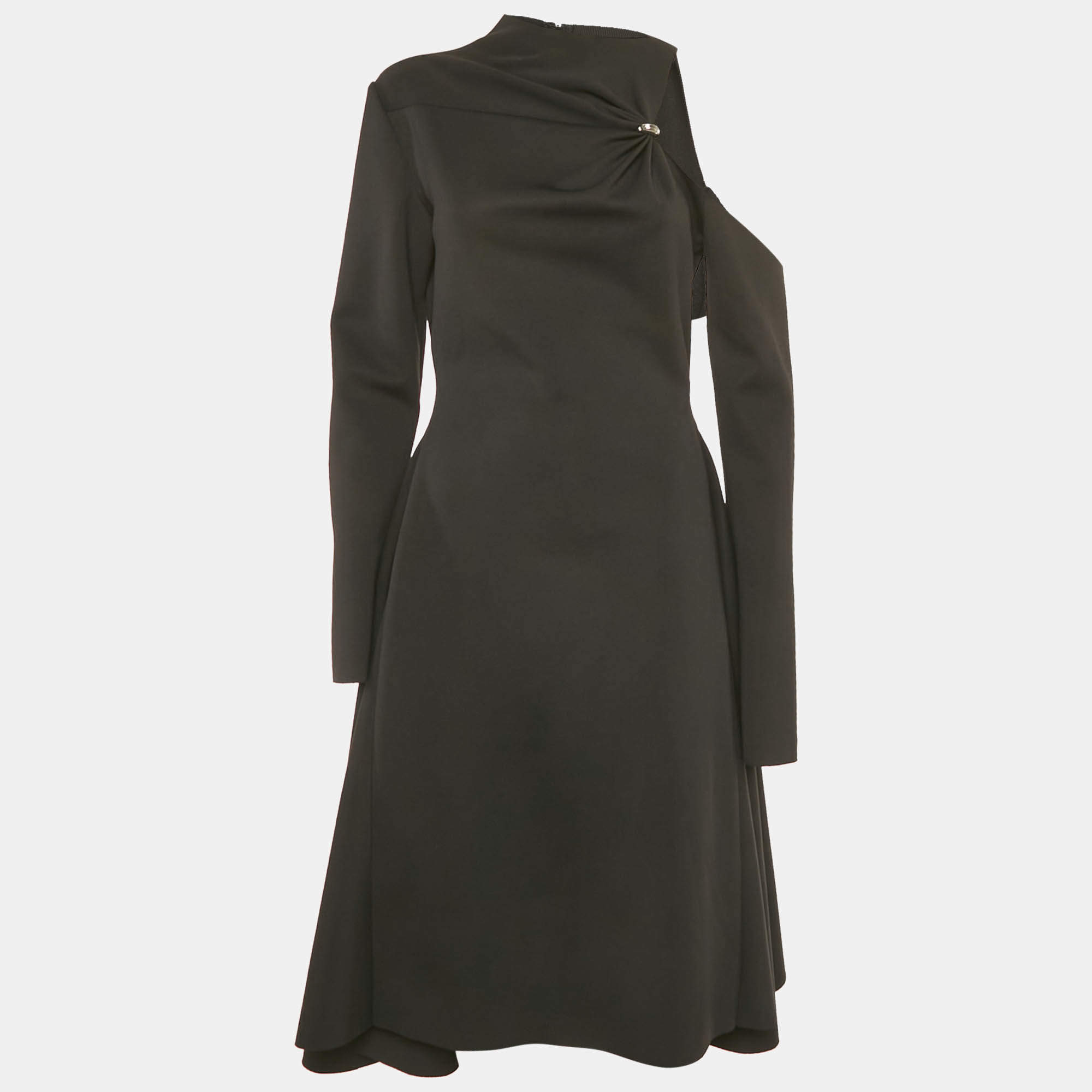 Pre Owned Chats By C.Dam Black Jersey Cut-Out Detail Midi Dress S