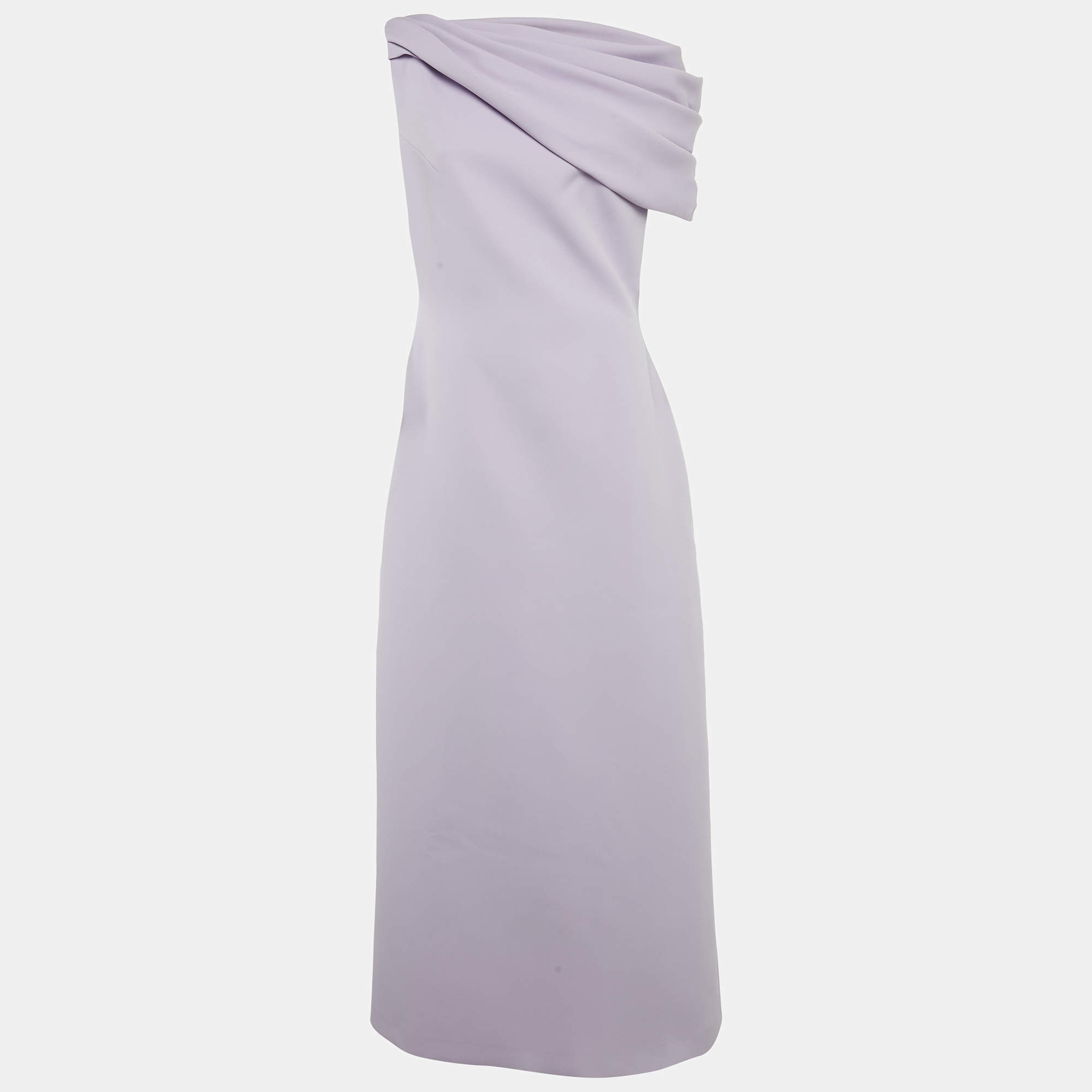 Pre Owned Chats By C.Dam Lavender Jersey Cape Sleeve Allina Maxi Dress S 