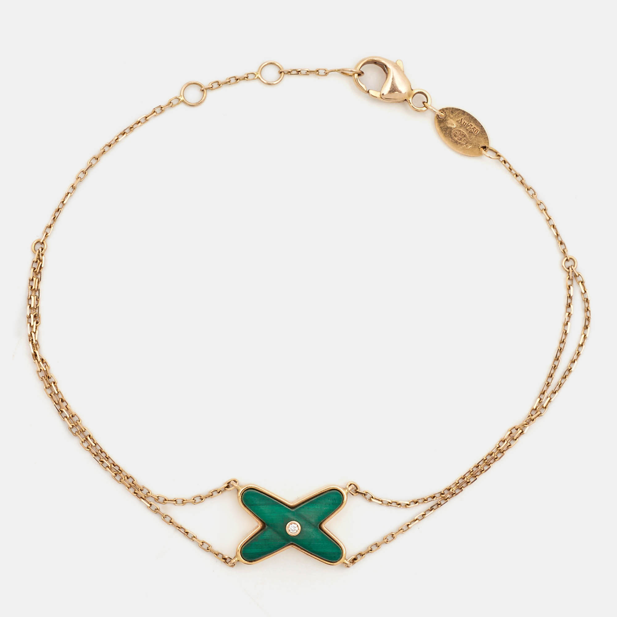 Chaumet Jeux de Liens Malachite Diamonds 18k Rose Gold Bracelet