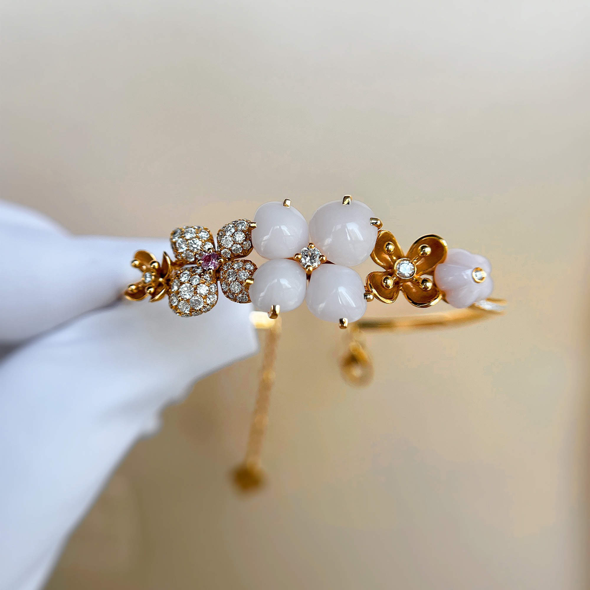 Chaumet 18K Rose Gold Flower Bee My Love Diamond Bracelet
