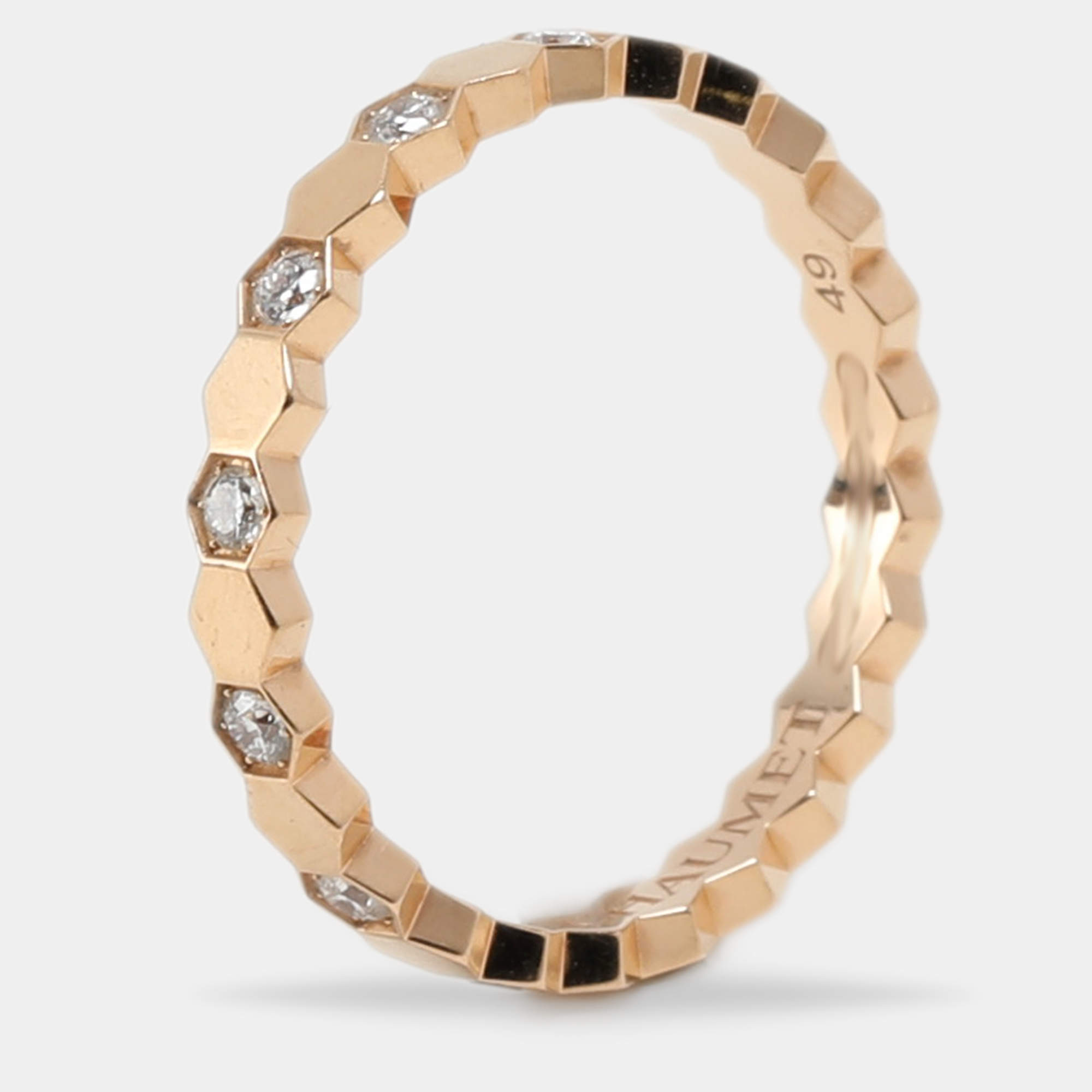 Chaumet Bee My Love Diamond 18k Rose Gold Band Ring Size 49