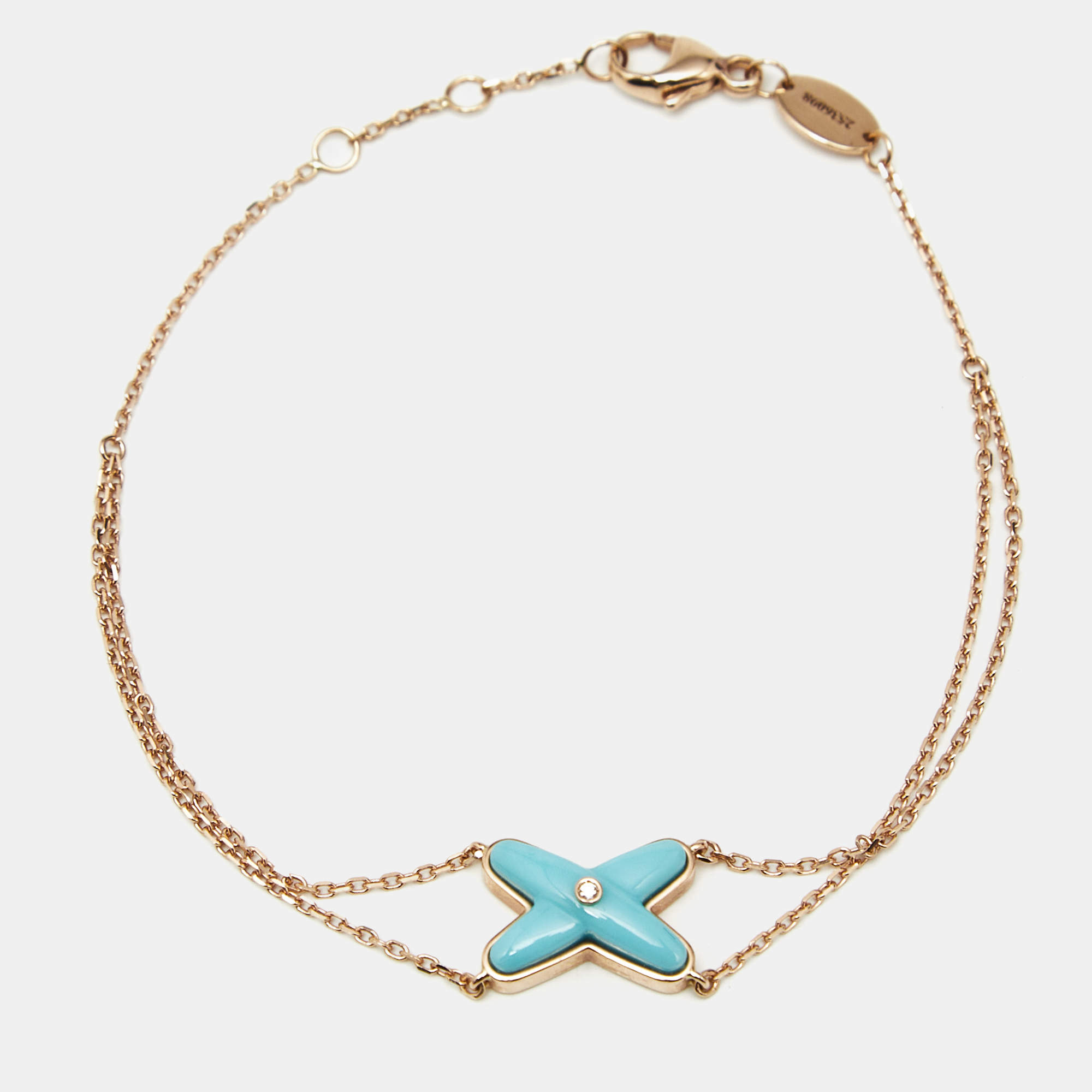 Chaumet Jeux de Liens Turquoise Diamond 18k Rose Gold Bracelet