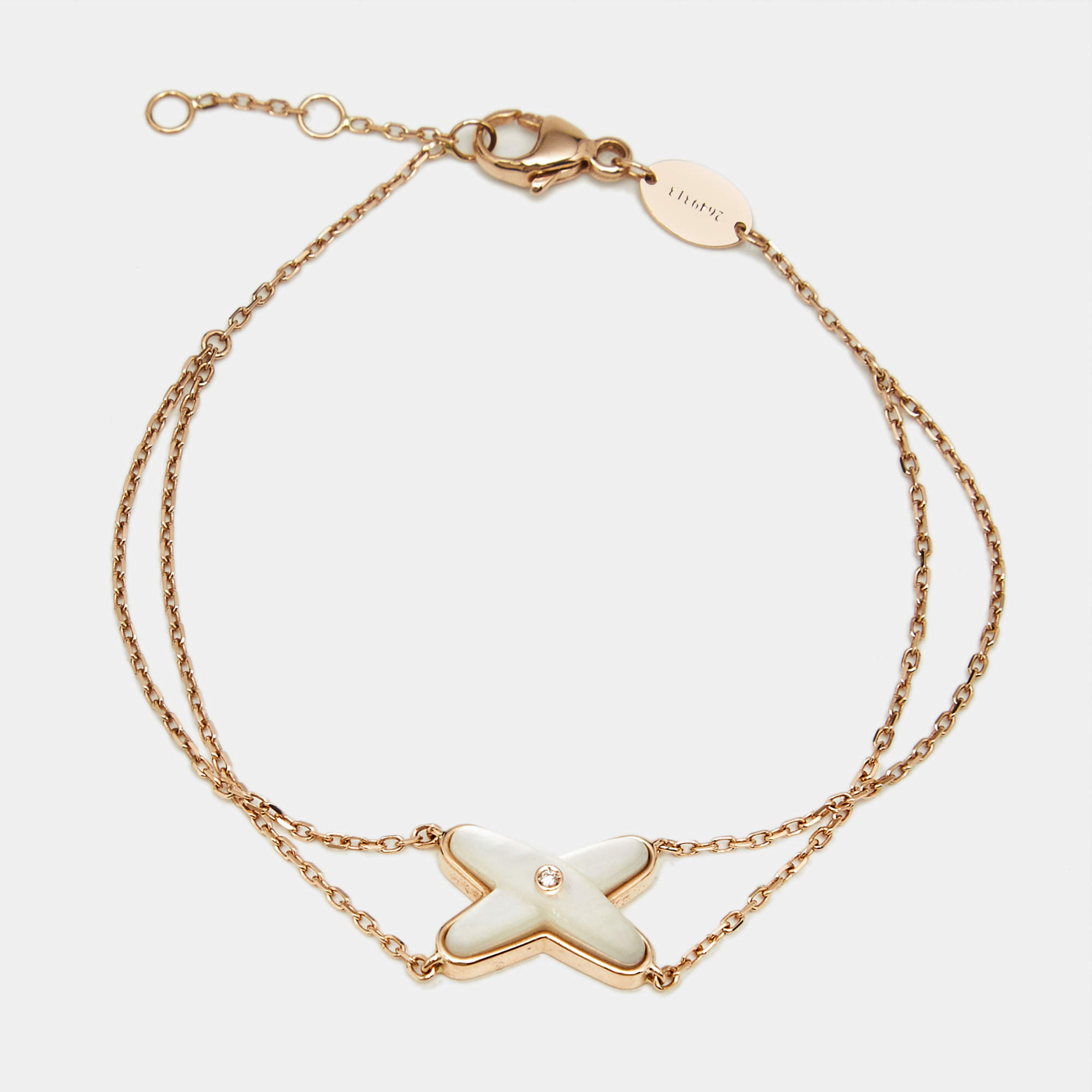 Pre Owned Chaumet Jeux de Liens Mother of Pearl Diamond 18k Rose Gold Bracelet