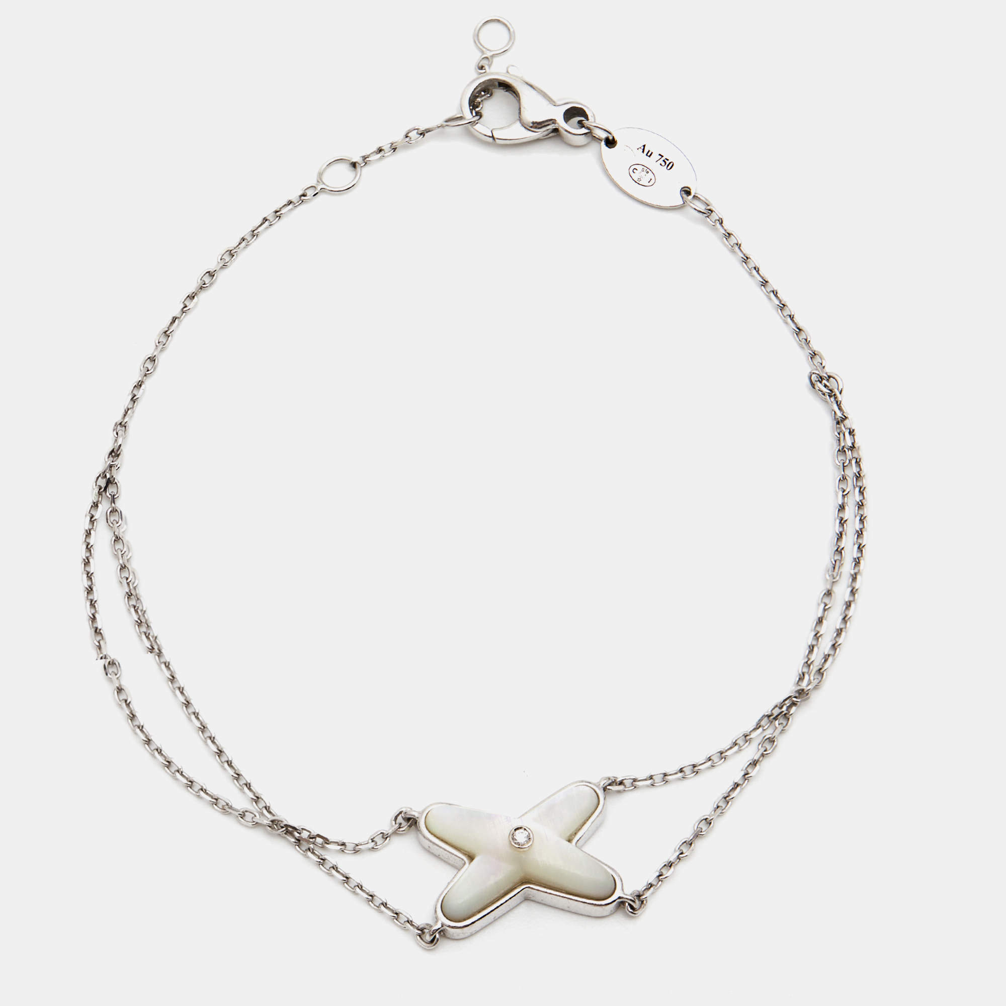 Pre Owned Chaumet Jeux de Liens Mother of Pearl Diamond 18k White Gold Bracelet