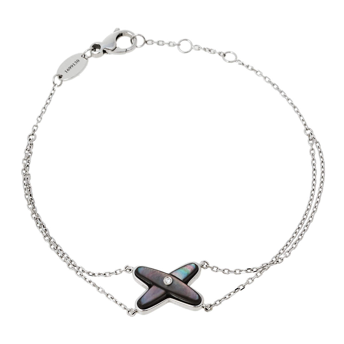 Pre Owned Chaumet Jeux de Liens Diamond Grey Mother of Pearl 18K White Gold Bracelet