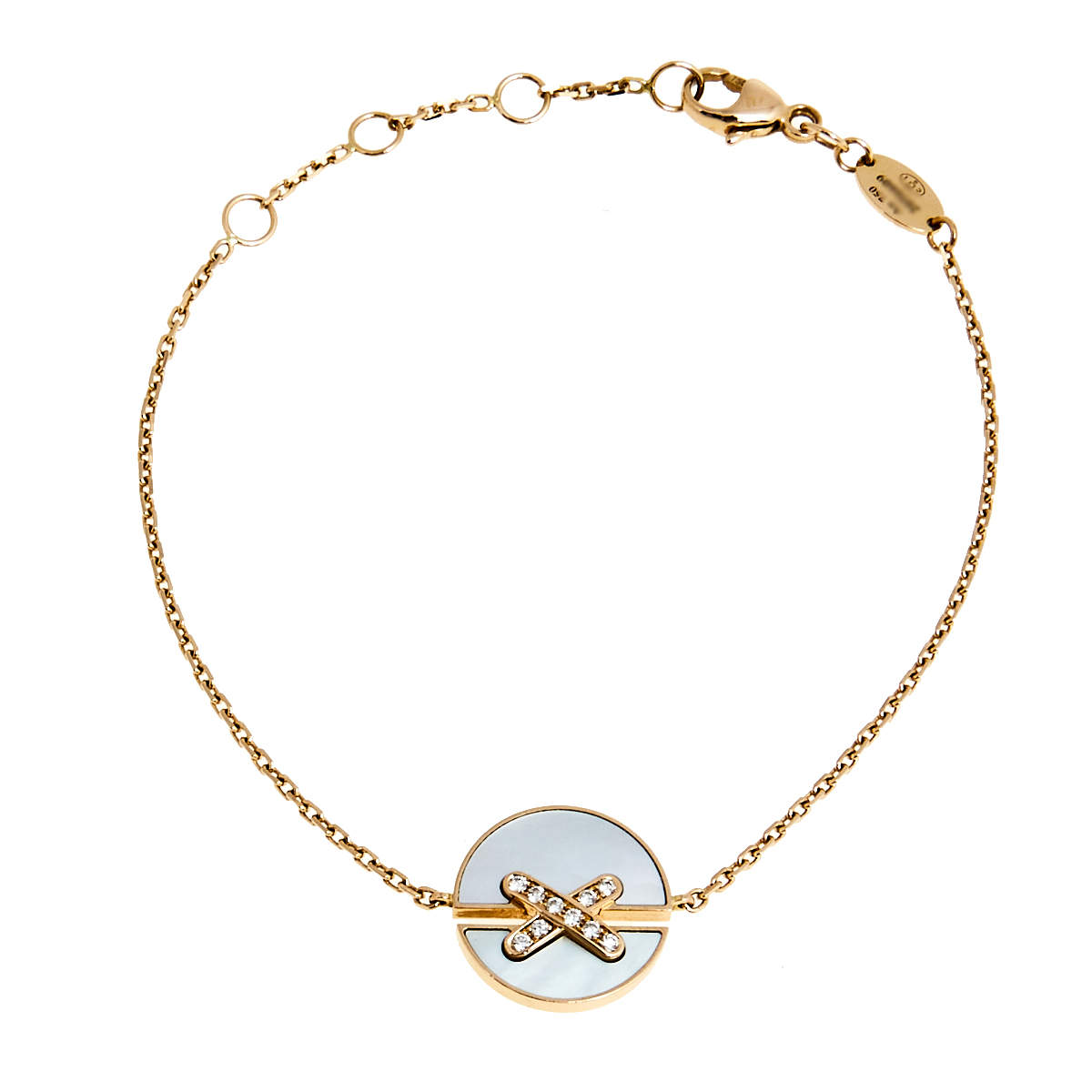Pre Owned Chaumet Jeux de Liens Mother of Pearl Diamond 18k Rose Gold Bracelet