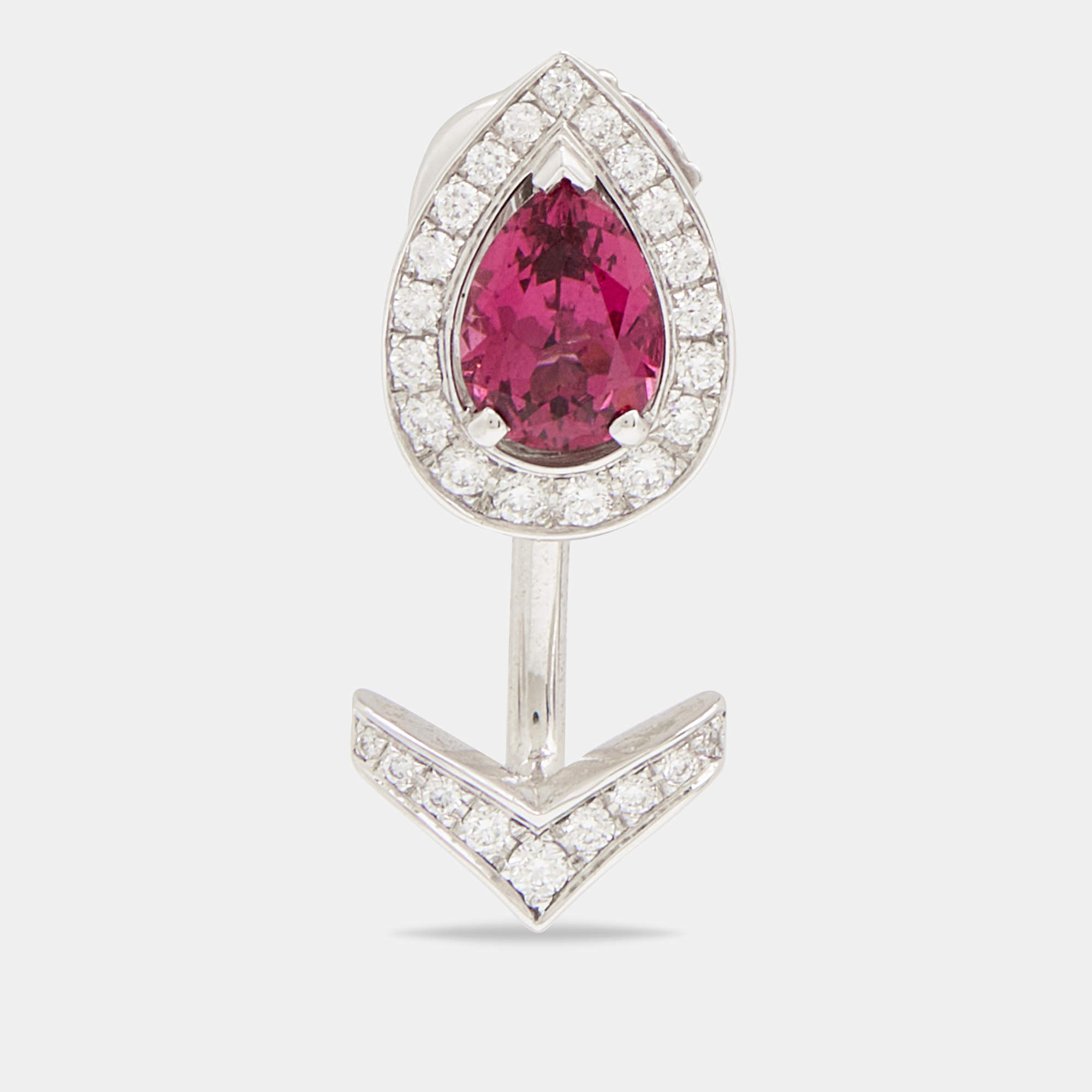 Chaumet Joséphine Aigrette Diamond Rhodolite Garnet 18k White Gold Single Earring