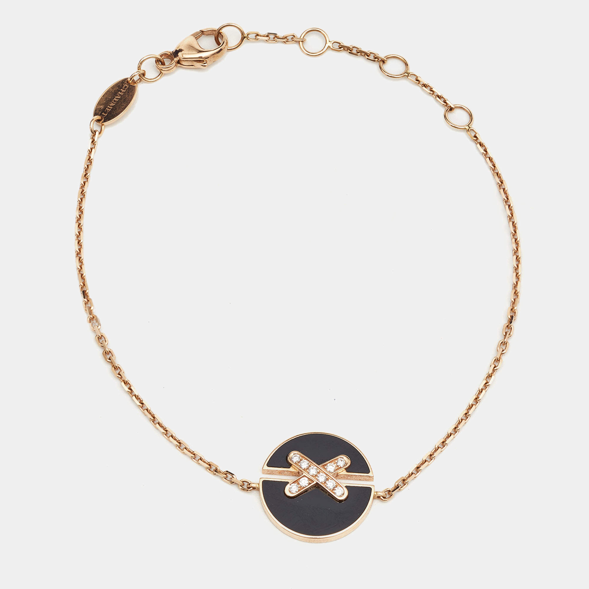 Chaumet Jeux de Liens Harmony Onyx Diamonds 18k Rose Gold Bracelet