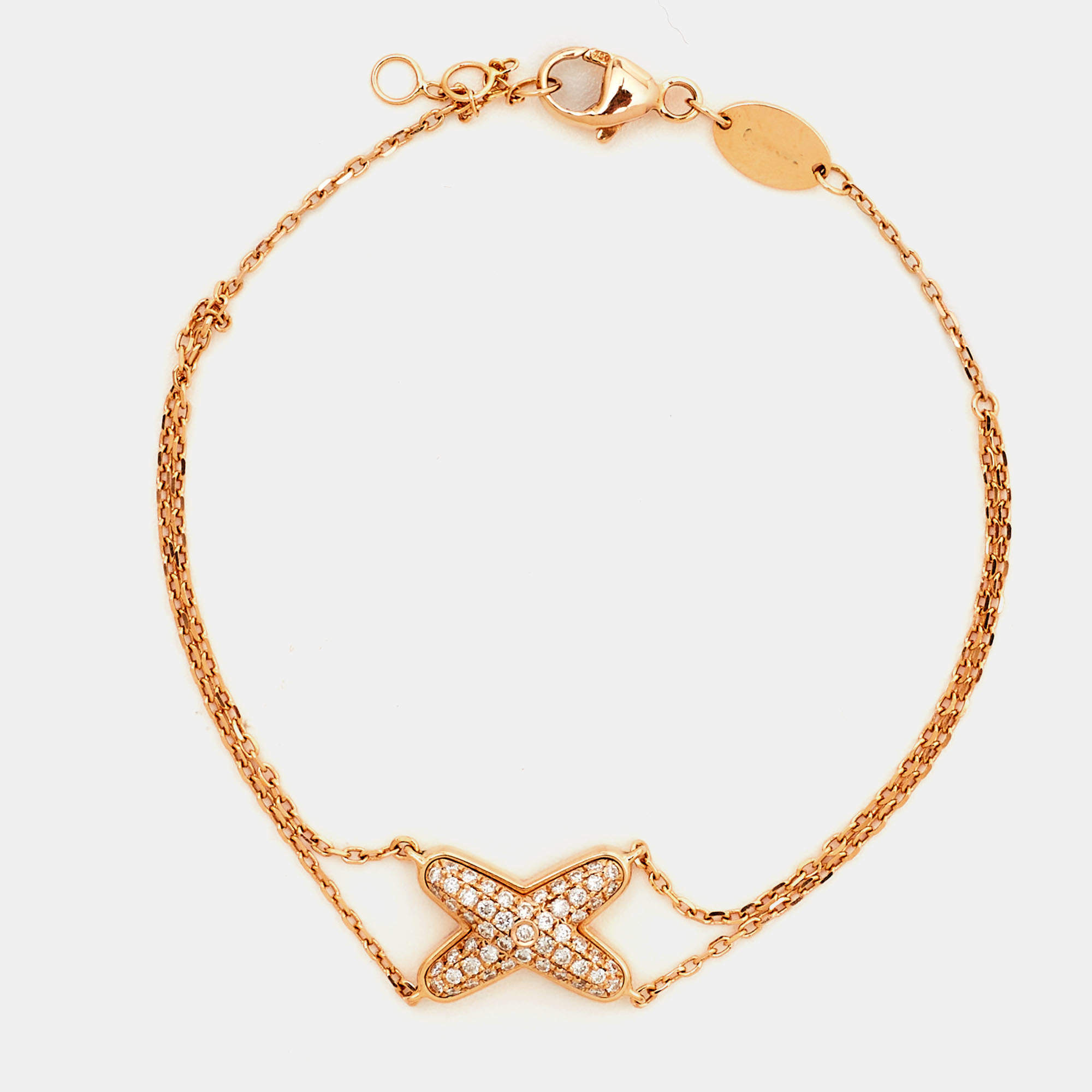 Chaumet Jeux de Liens Diamond 18K Rose Gold Double Chain Bracelet 