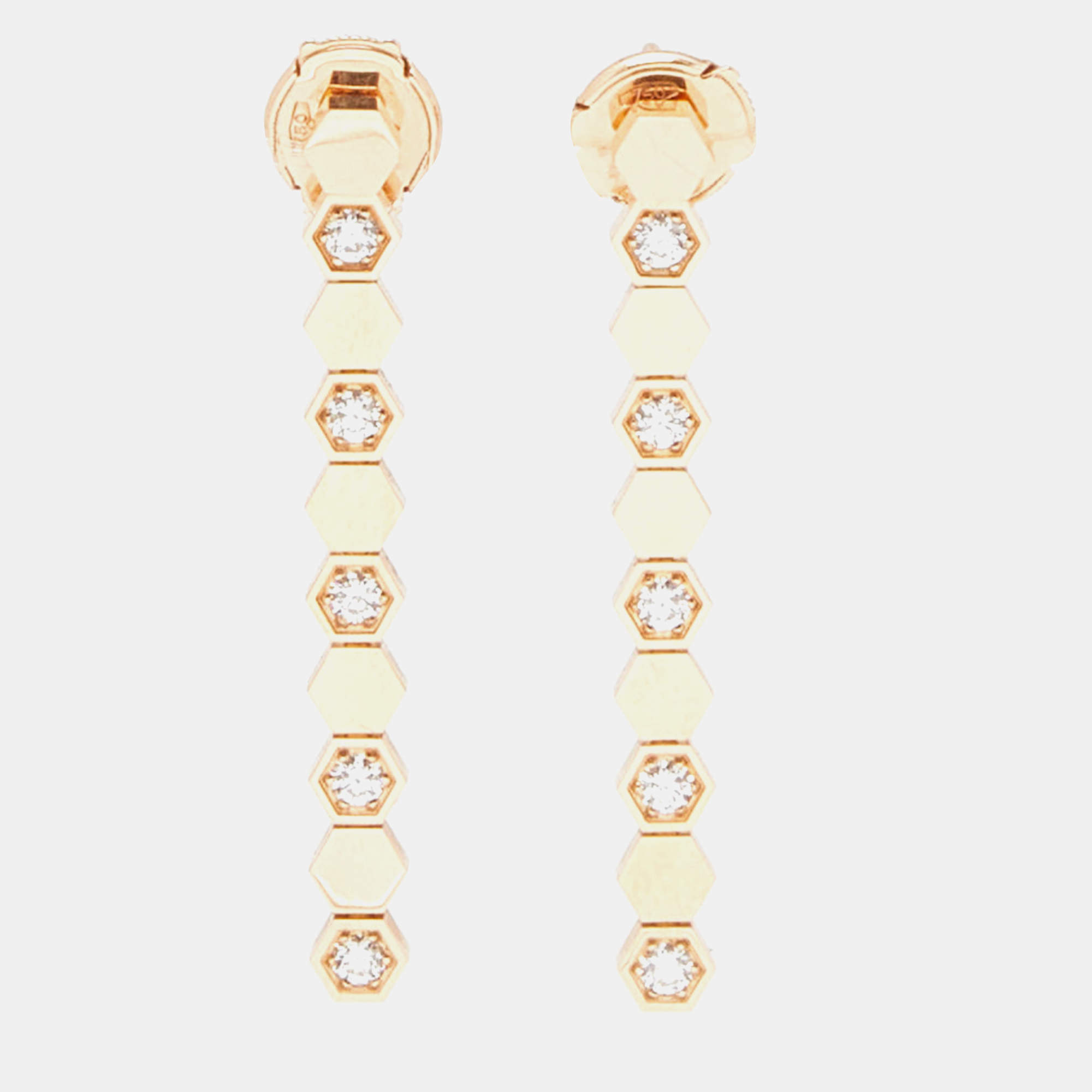 Pre Owned Chaumet Bee My Love Diamond 18k Rose Gold Earrings