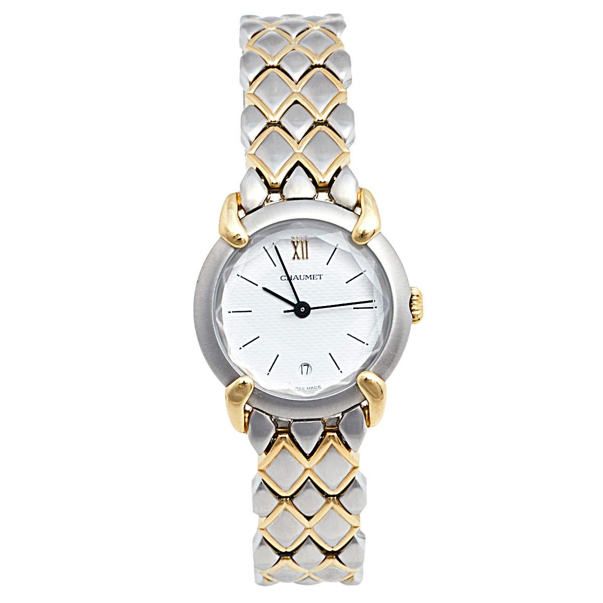 Chaumet White 18K Yellow Gold Stainless Steel Women's Wristwatch 25 mm