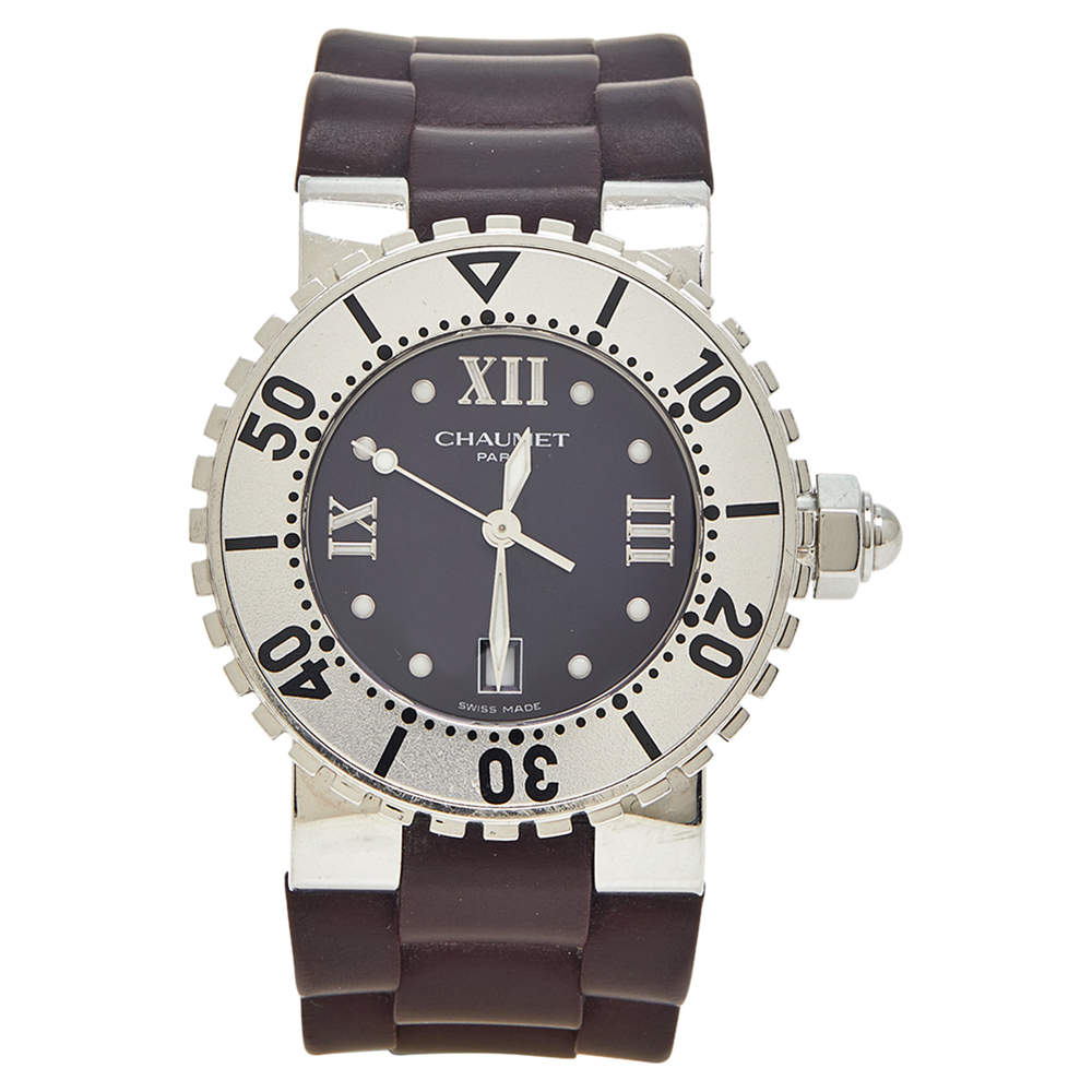 Chaumet Purple Stainless Steel Rubber Class One Ref.622 Women's Wristwatch 33 mm