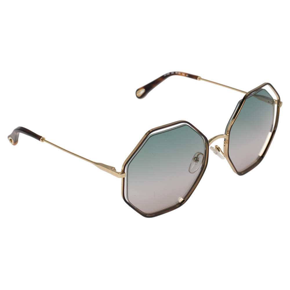 Chloé Gold/Green Gradient CE132S Poppy Octagonal Sunglasses