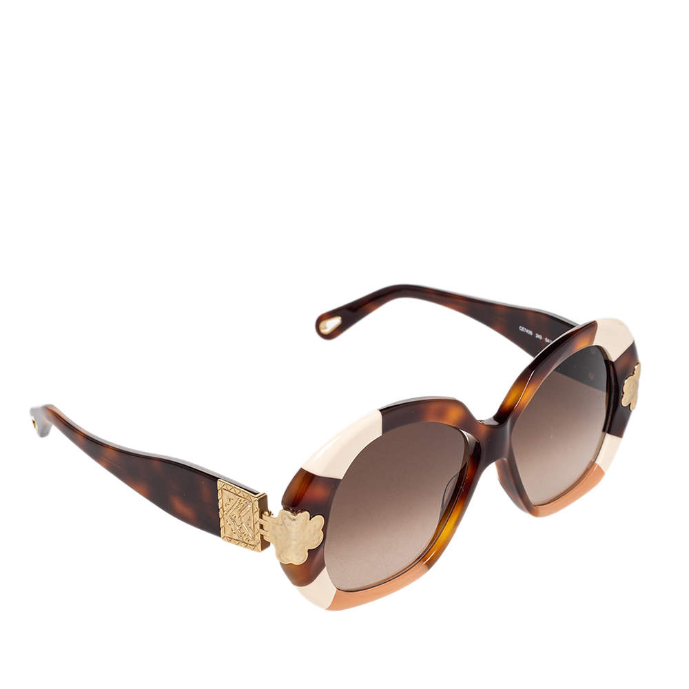 Pre Owned Chloe Brown CE743S Gradient Oversized Sunglasses