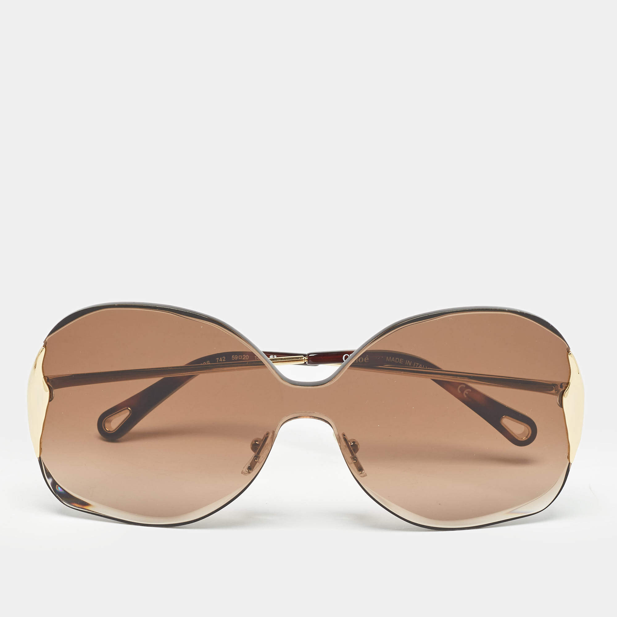 Pre Owned Chloé Brown Gradient CE162S Oversized Sunglasses