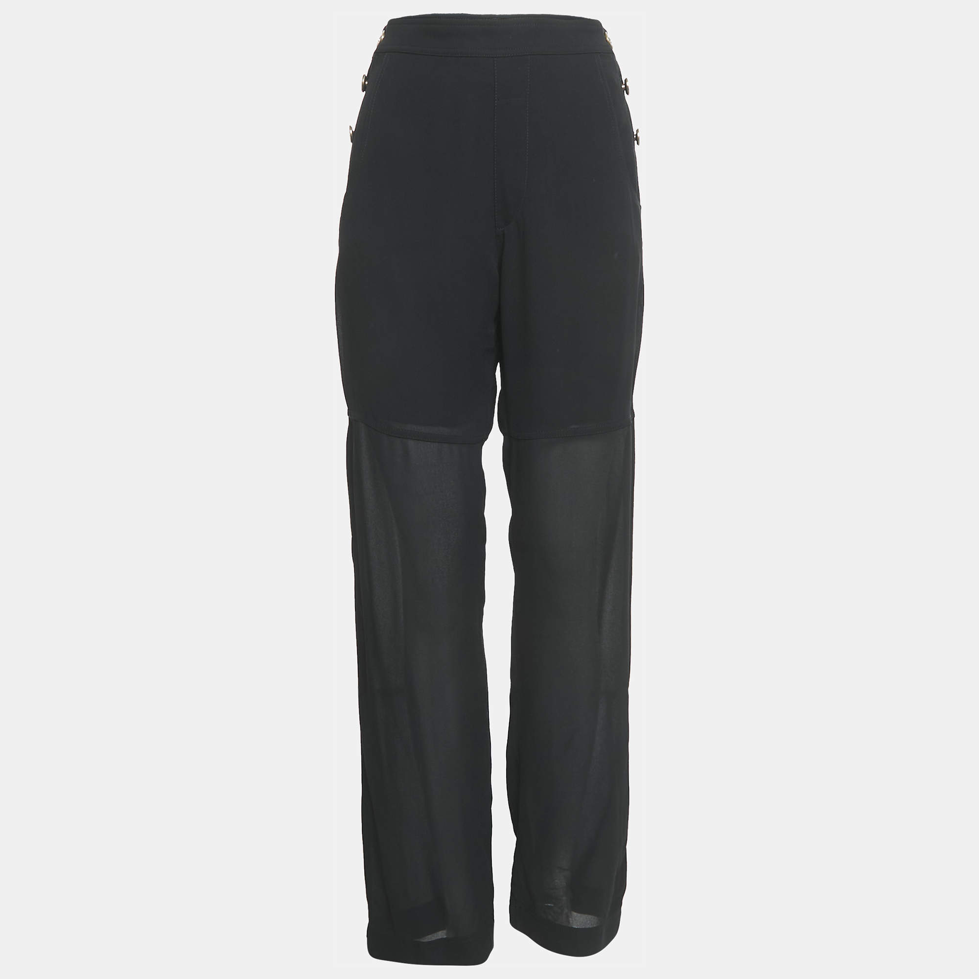 Chloé Black Crepe Wide Leg Pants M