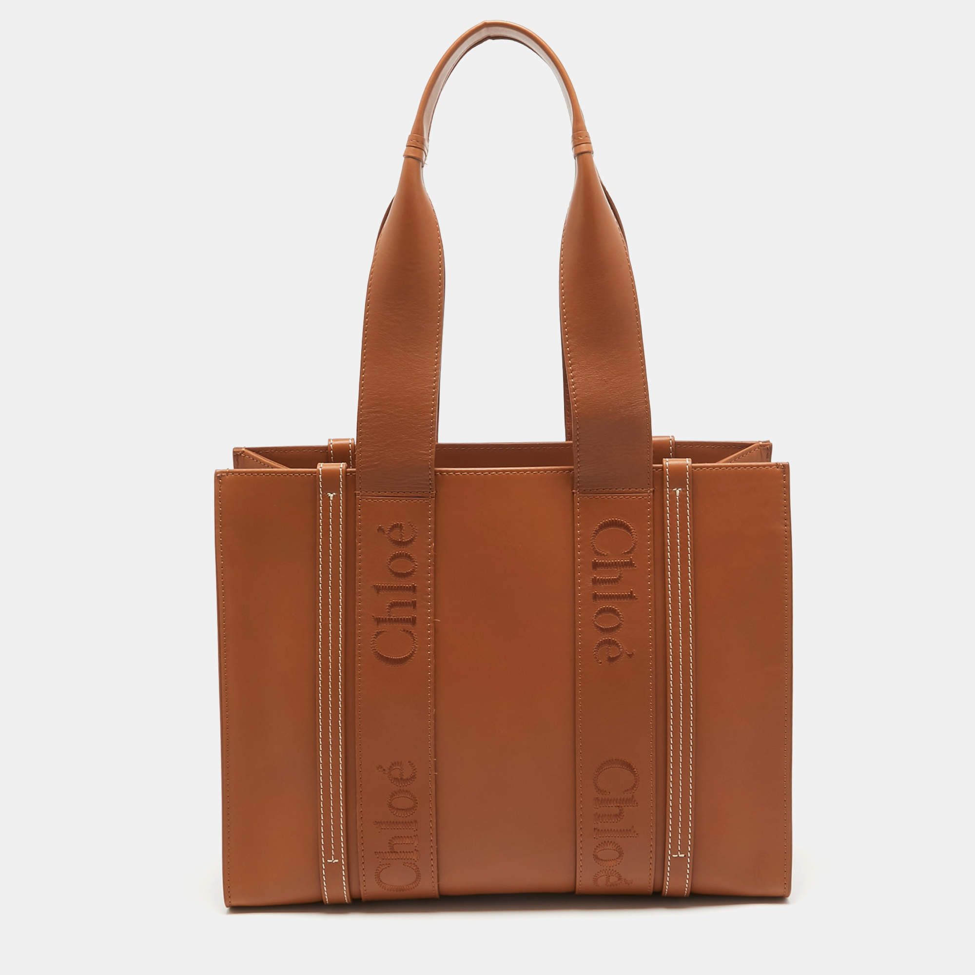 Chloe Caramel Leather Medium Woody Tote