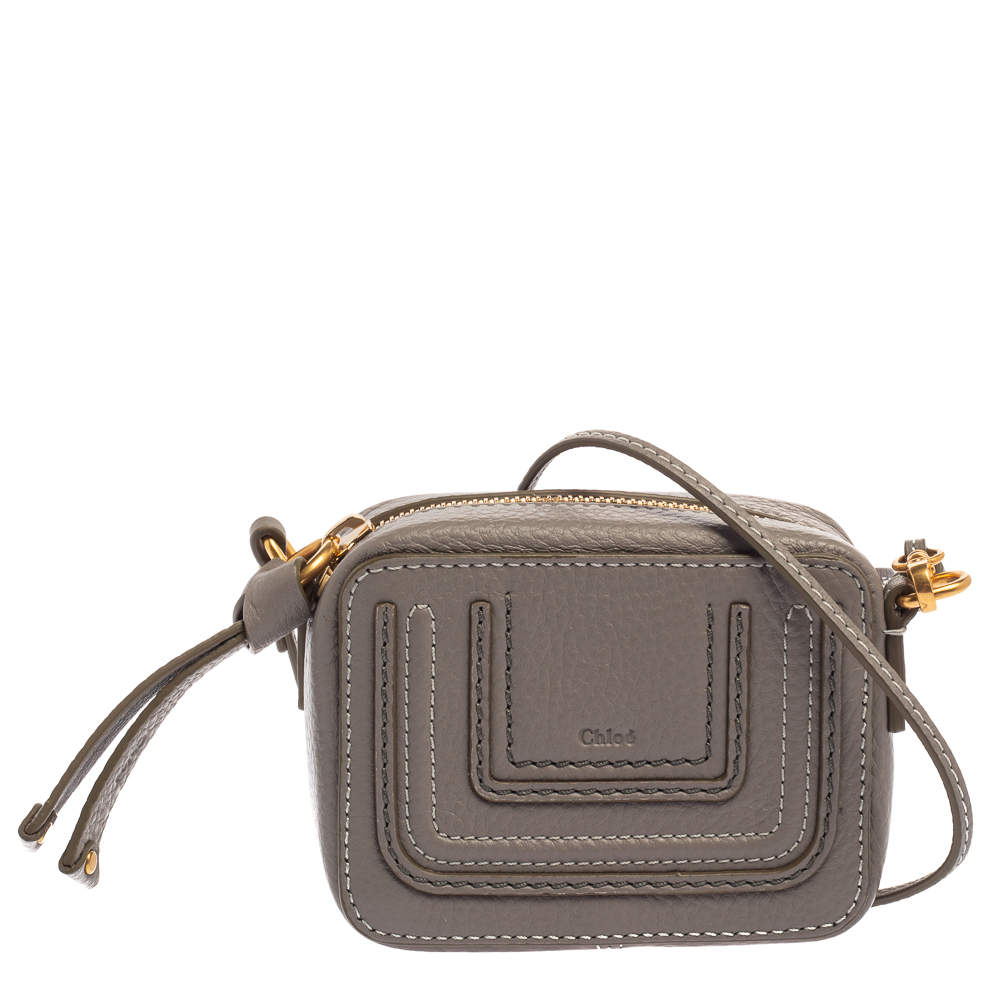 مملوكة مسبقًا Chloe Grey Leather Mini Marcie Crossbody Bag